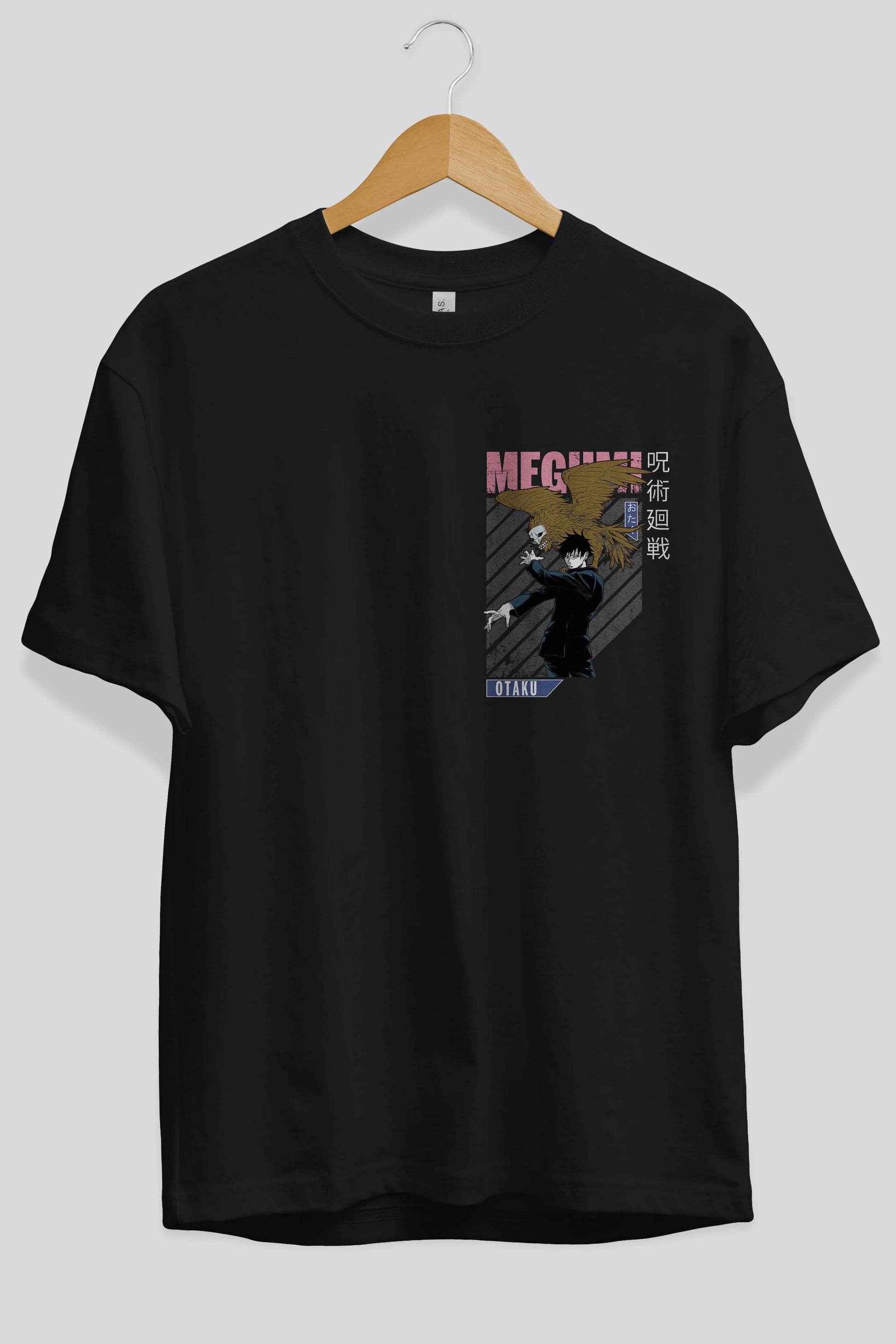Megumi Fushiguro 2 Ön Sol Baskılı Oversize t-shirt Erkek Kadın Unisex %100 Pamuk Bisiklet Yaka tişort