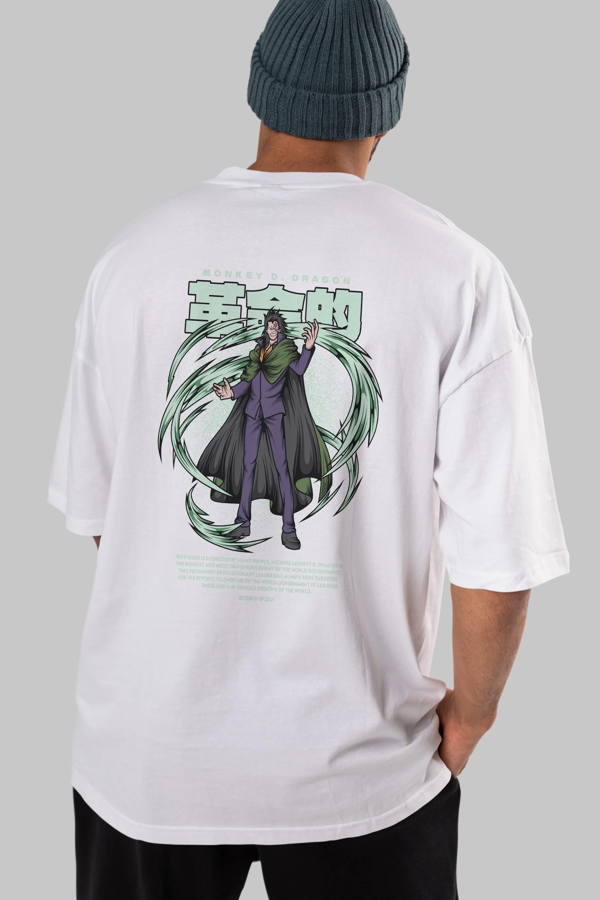 Monkey D. Dragon Anime Arka Baskılı Oversize t-shirt Erkek Kadın Unisex