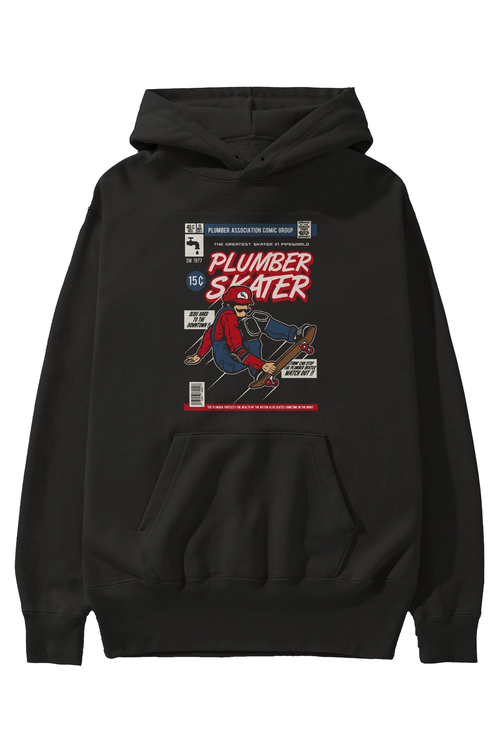 Plumber Skater Ön Baskılı Hoodie Oversize Kapüşonlu Sweatshirt Erkek Kadın Unisex
