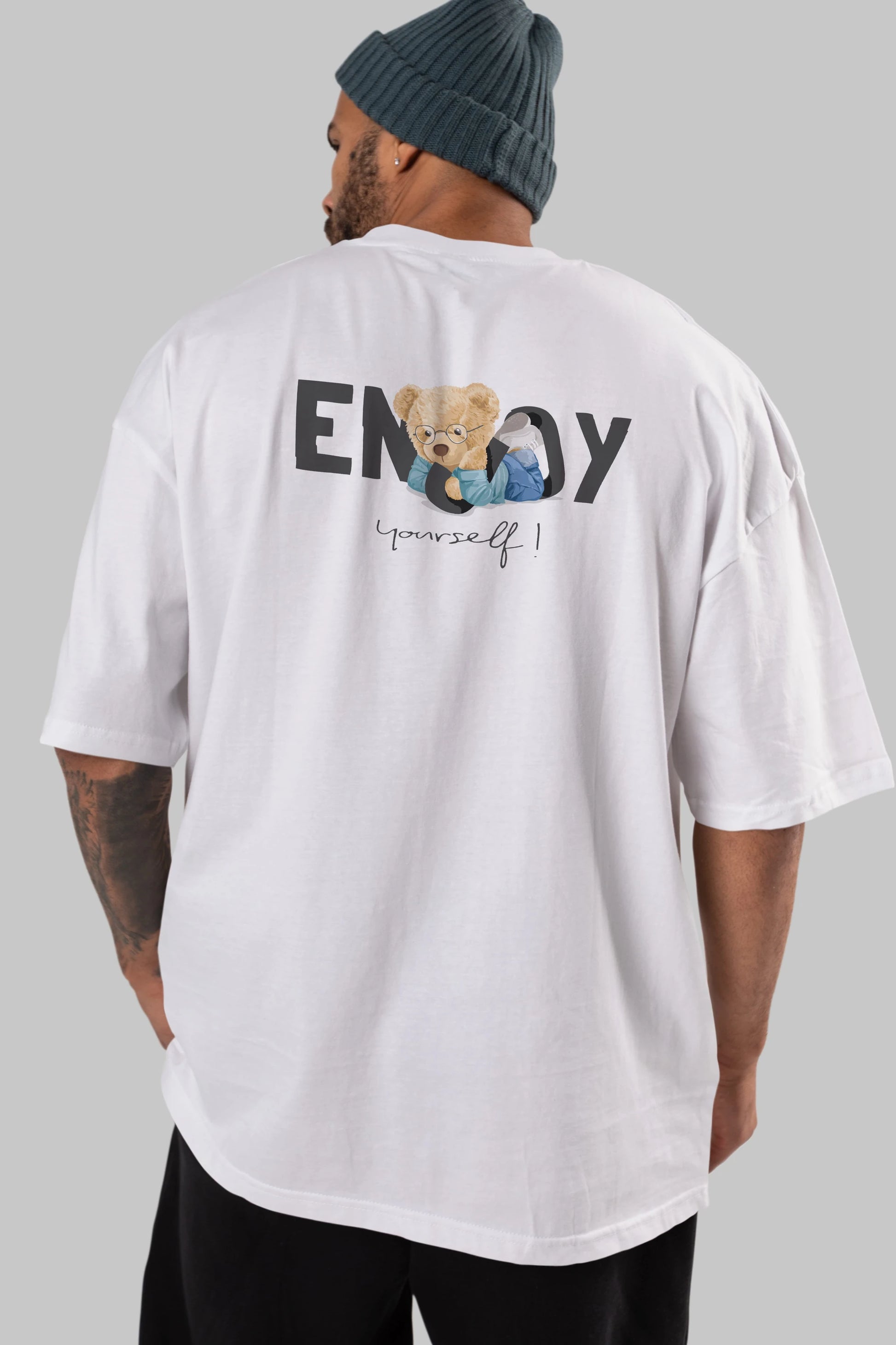 Teddy Bear Yourself Arka Baskılı Oversize t-shirt Erkek Kadın Unisex %100 Pamuk