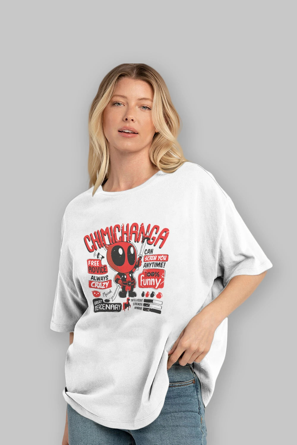 Deadpool (9) Ön Baskılı Oversize t-shirt Erkek Kadın Unisex %100 Pamuk Bisiklet Yaka tişort