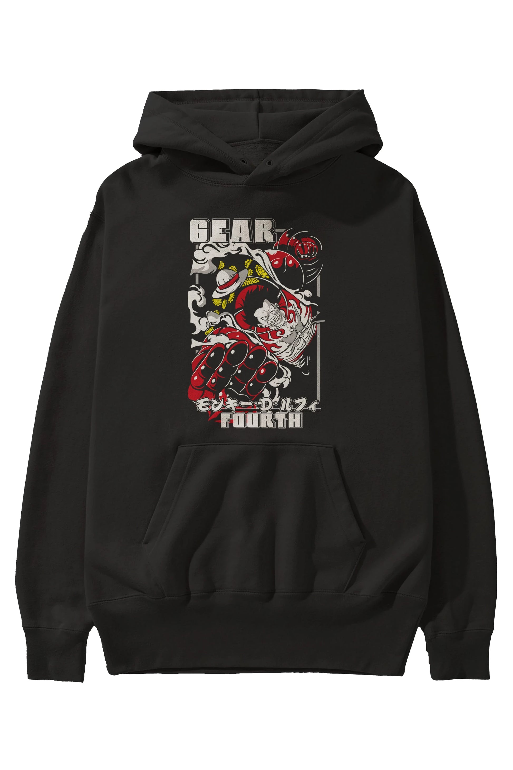 LUFFY gear fourth Anime Ön Baskılı Hoodie Oversize Kapüşonlu Sweatshirt Erkek Kadın Unisex