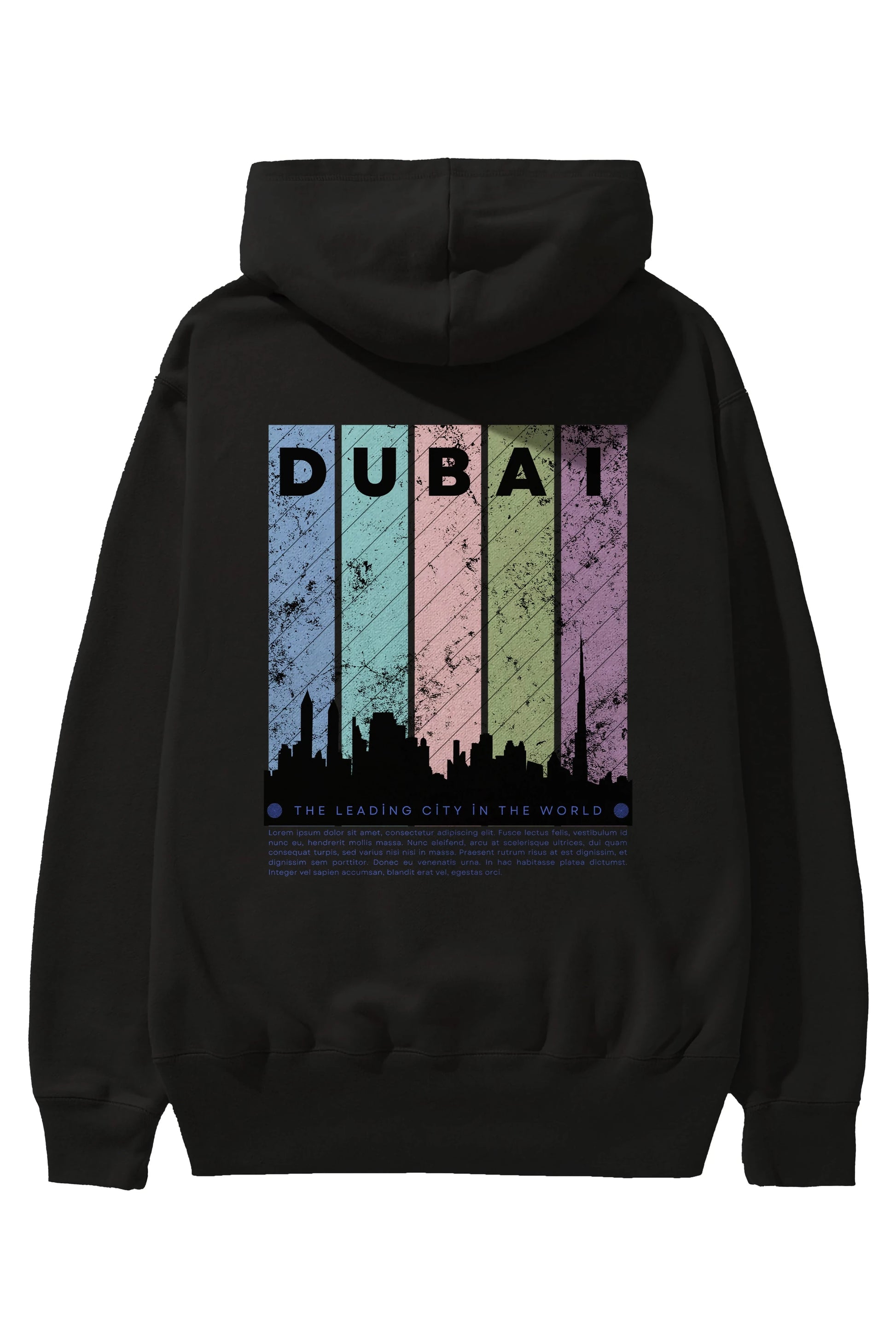 Dubai Yazılı Arka Baskılı Oversize Hoodie Kapüşonlu Sweatshirt Erkek Kadın Unisex