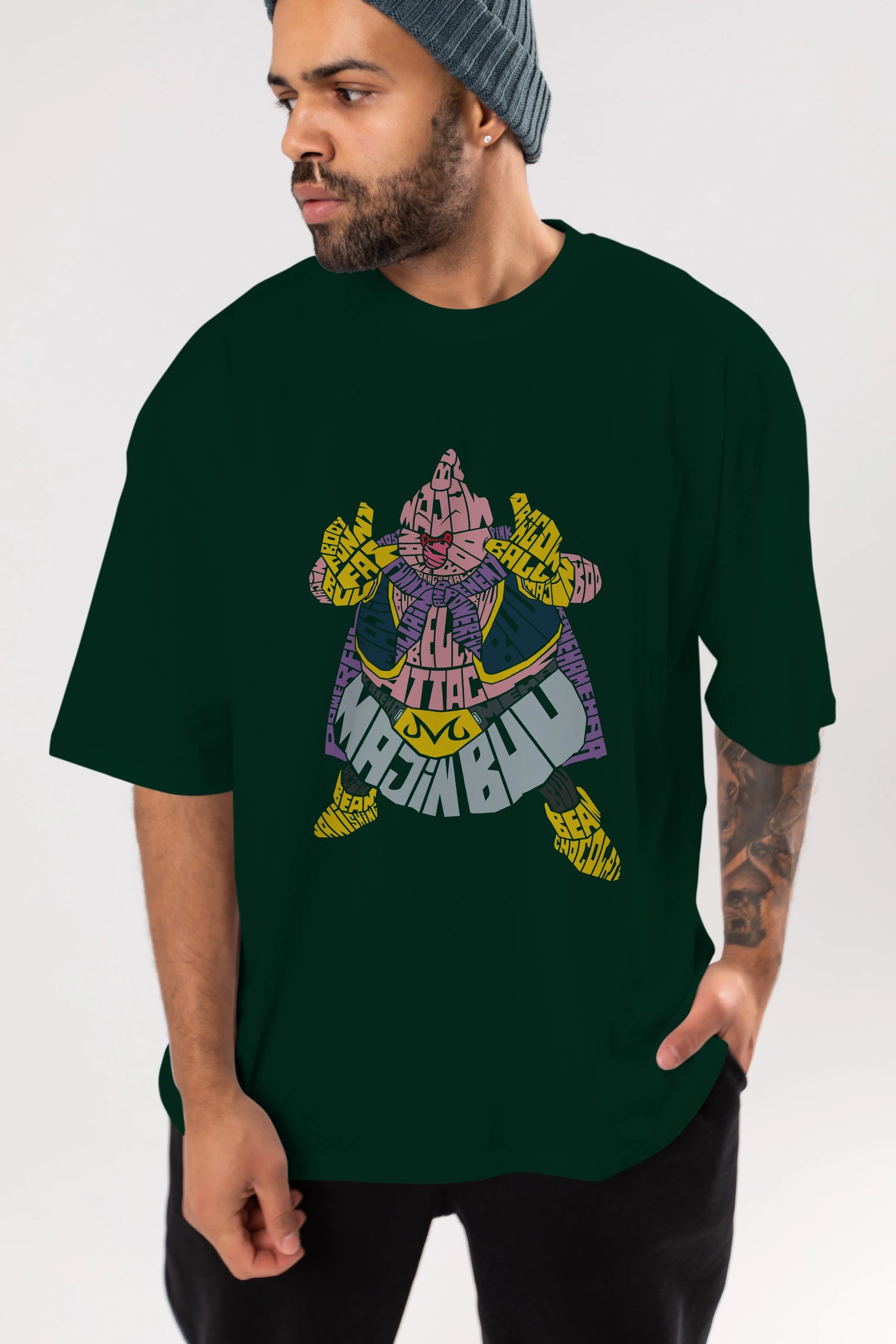 Majin Buu Ön Baskılı Oversize t-shirt %100 pamuk Erkek Kadın Unisex