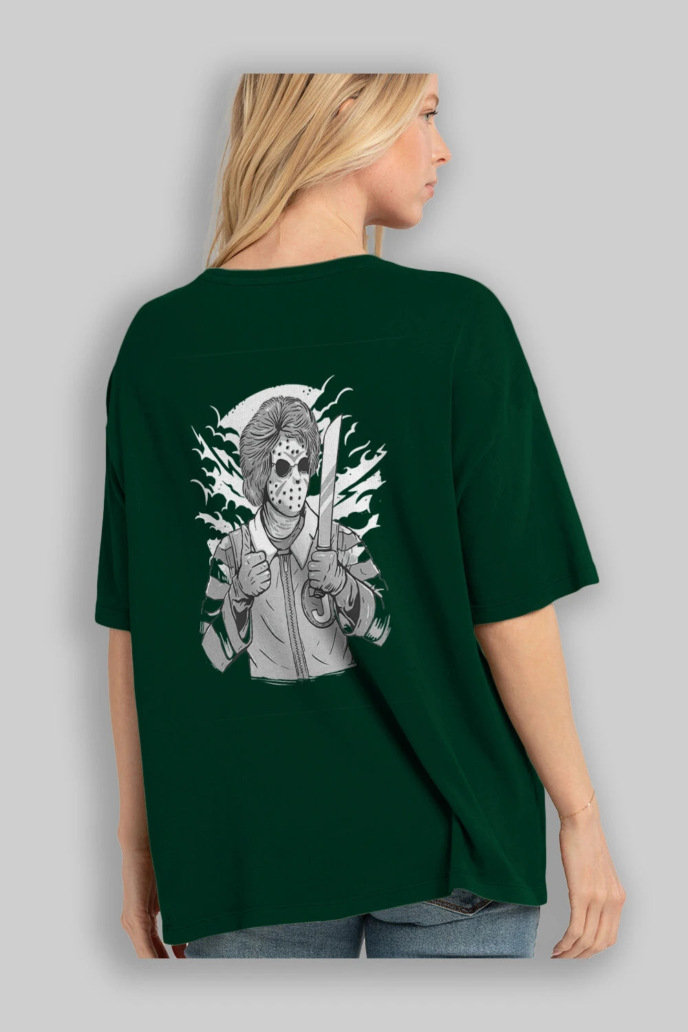 Clown Killer Arka Baskılı Oversize t-shirt Erkek Kadın Unisex %100 Pamuk