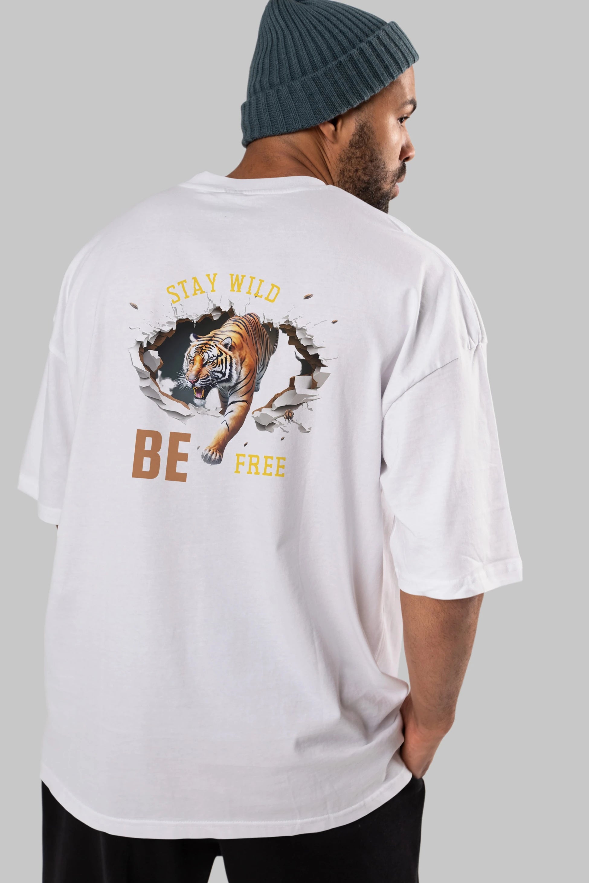 Stay Wild Be Free Yazılı Arka Baskılı Oversize t-shirt Erkek Kadın Unisex