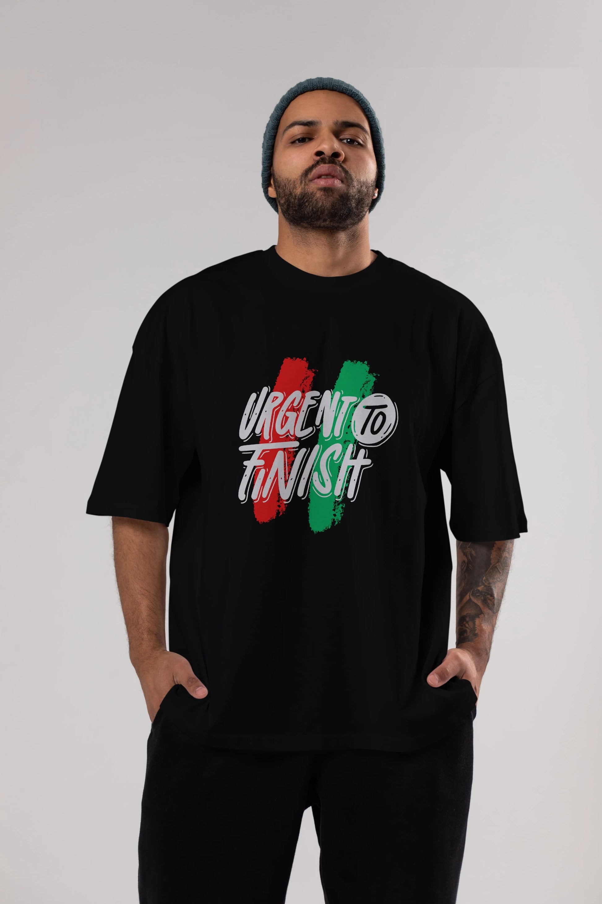 Urgent To Finish Ön Baskılı Oversize t-shirt Erkek Kadın Unisex
