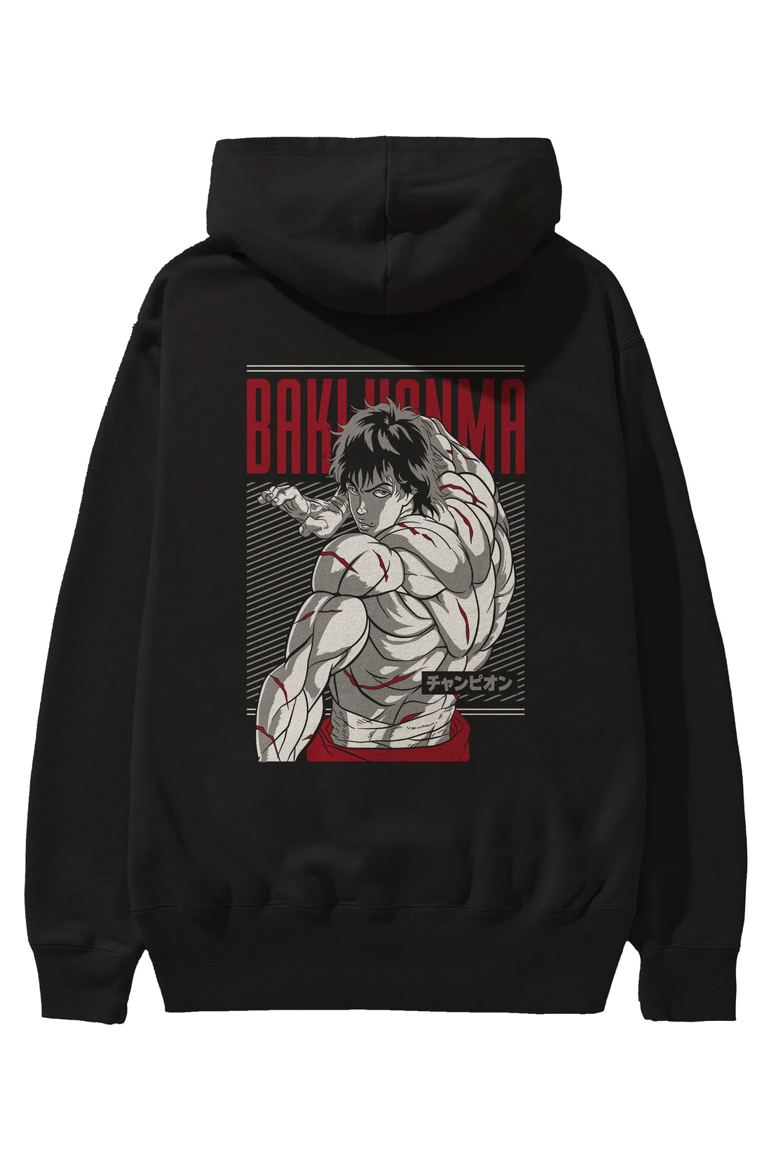 BAKI HANMA Anime Arka Baskılı Hoodie Oversize Kapüşonlu Sweatshirt Erkek Kadın Unisex