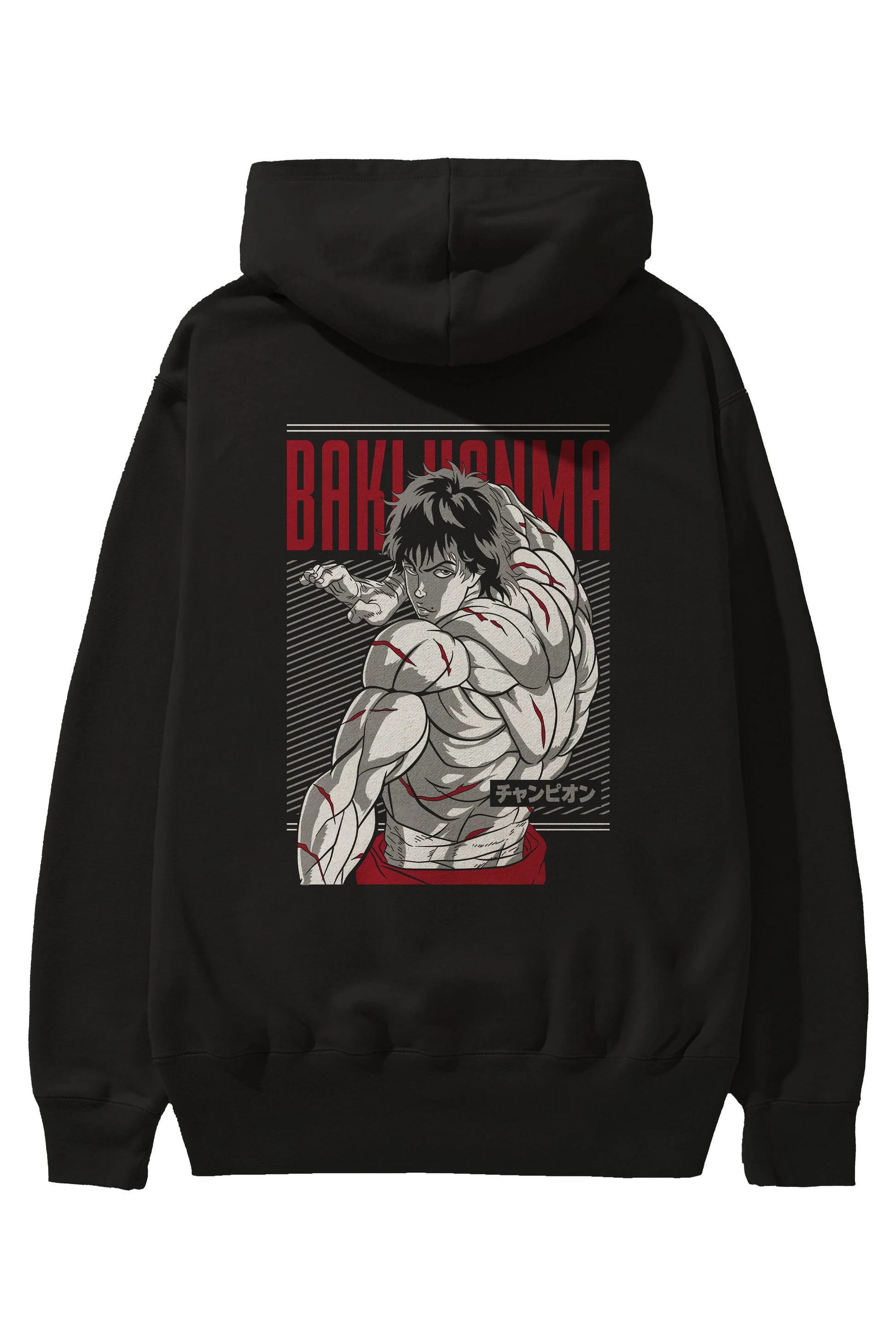 BAKI HANMA Anime Arka Baskılı Hoodie Oversize Kapüşonlu Sweatshirt Erkek Kadın Unisex