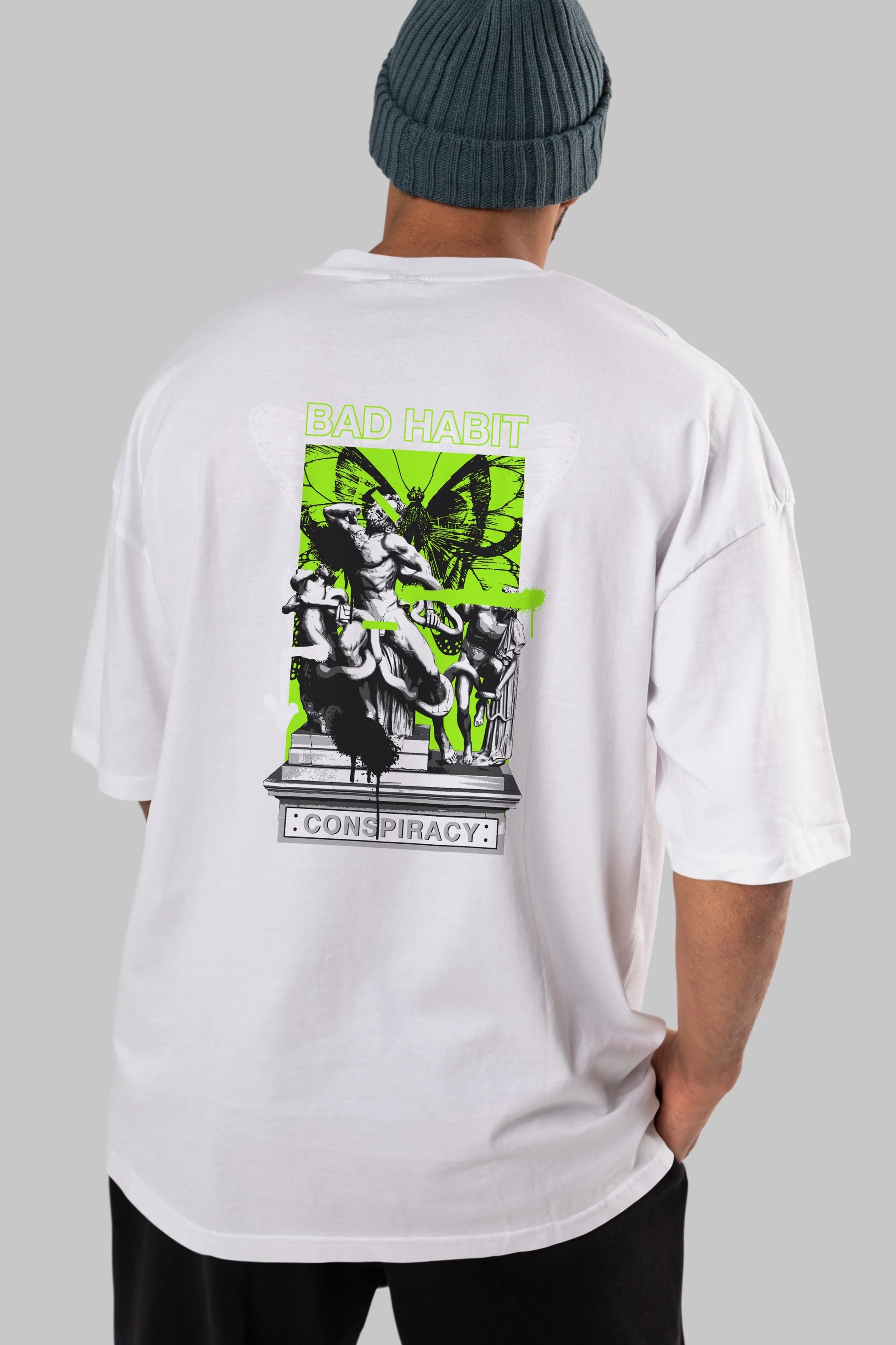 Bad Habit Arka Baskılı Oversize t-shirt Erkek Kadın Unisex