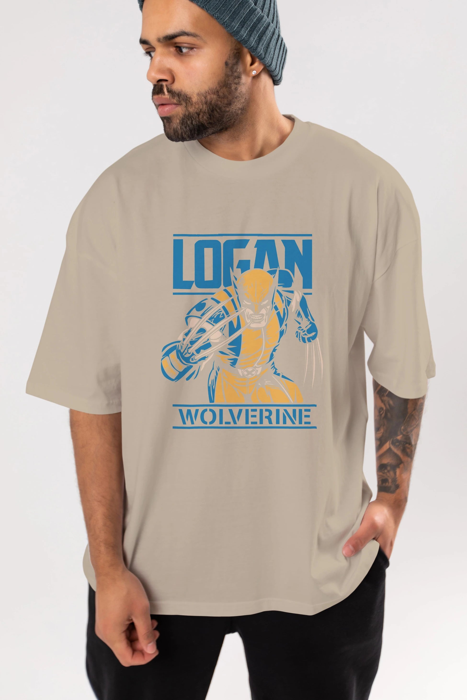 Wolverine Logan Ön Baskılı Oversize t-shirt Erkek Kadın Unisex %100 Pamuk Bisiklet Yaka tişort