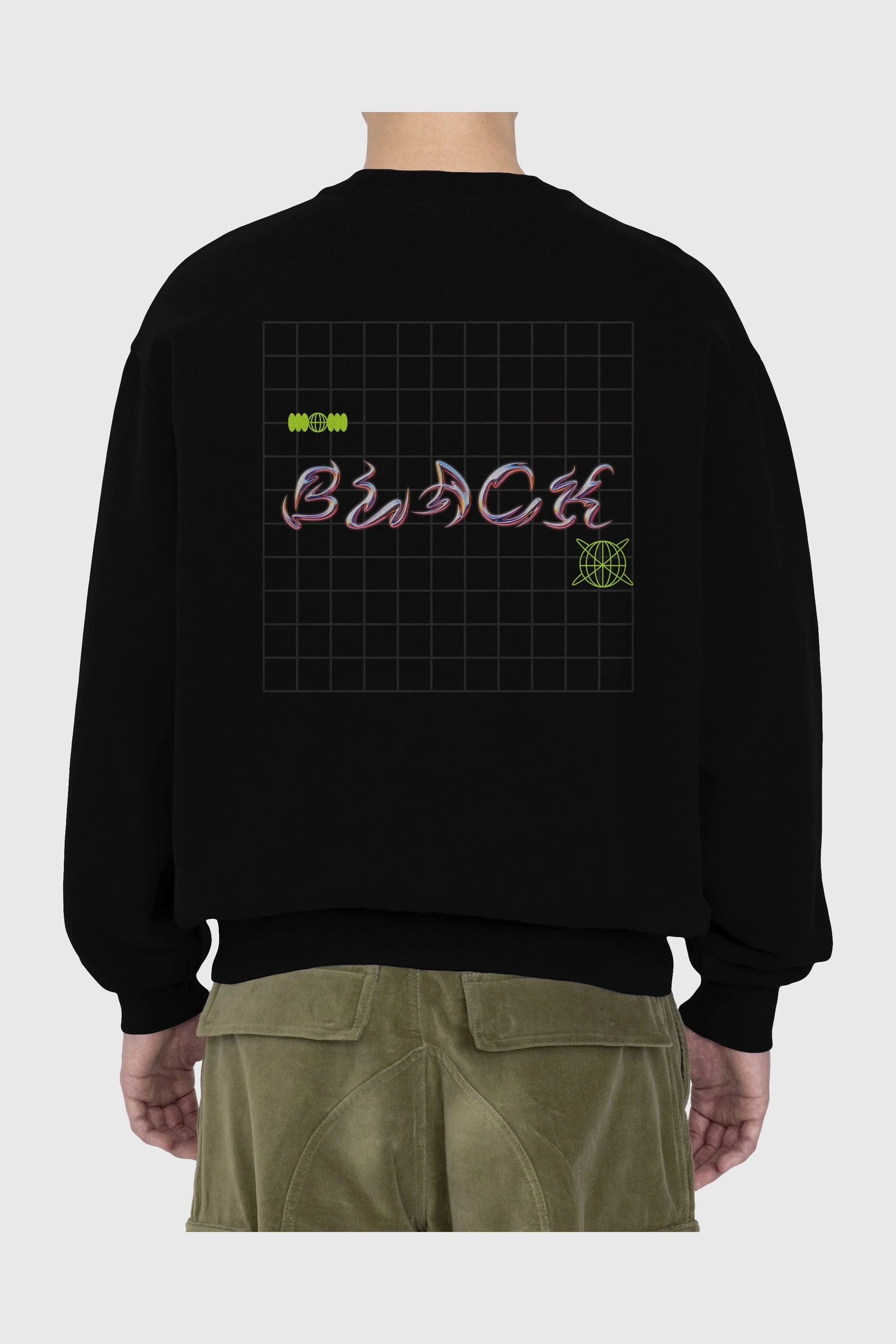 Black Yazılı Arka Baskılı Oversize Sweatshirt Erkek Kadın Unisex
