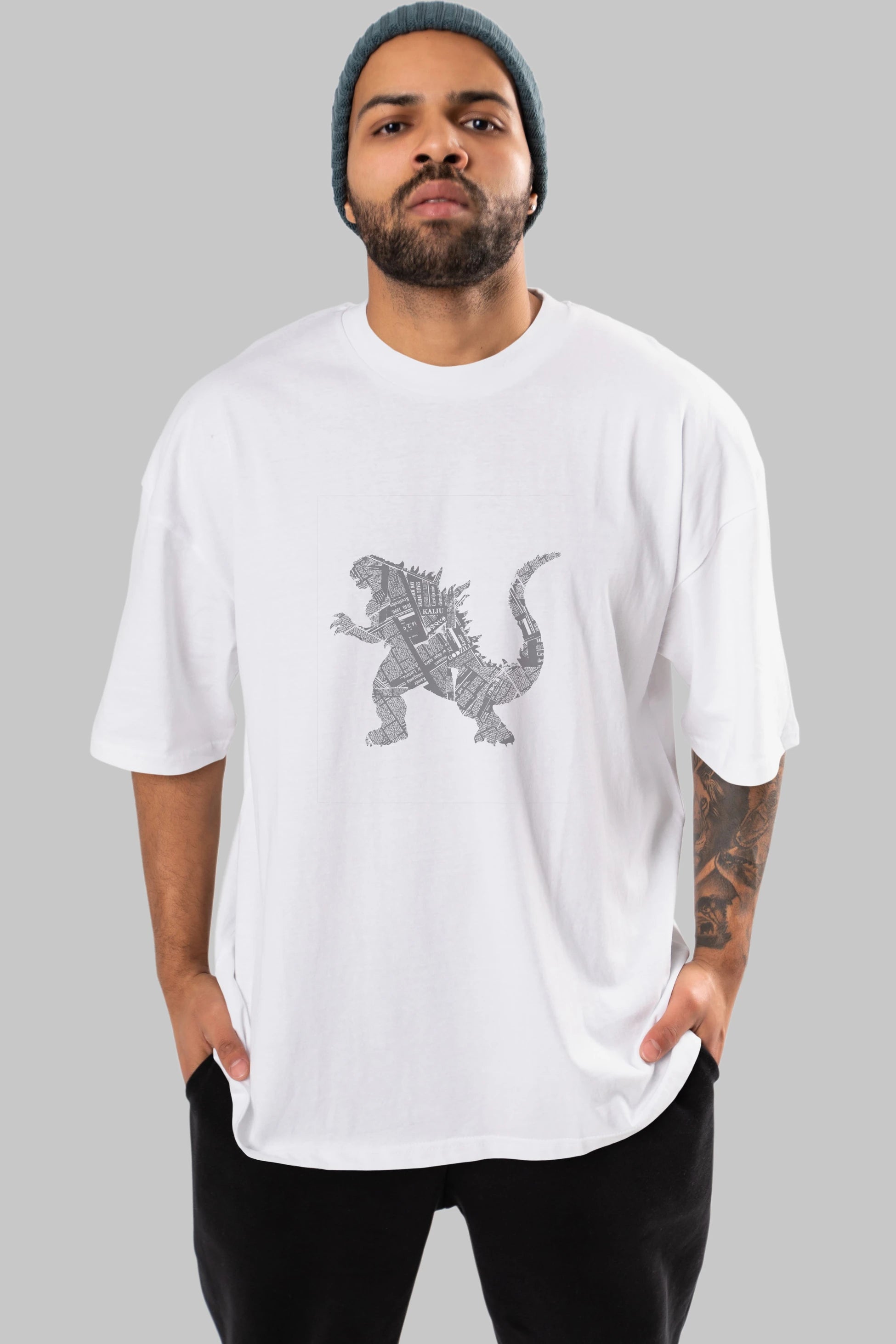 Kaiju Ön Baskılı Oversize t-shirt %100 pamuk Erkek Kadın Unisex