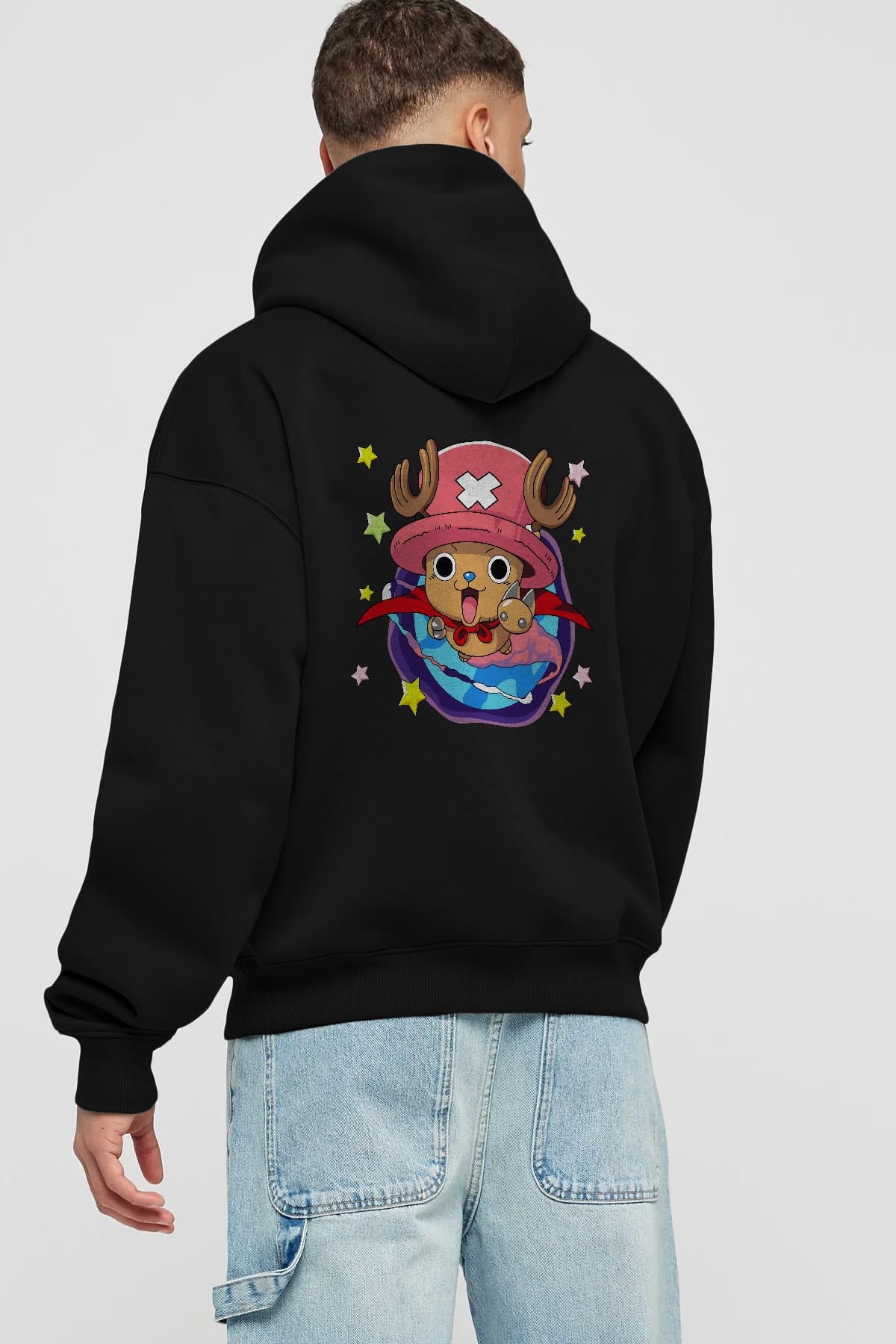 Tony Tony Chopper Anime Arka Baskılı Hoodie Oversize Kapüşonlu Sweatshirt Erkek Kadın Unisex