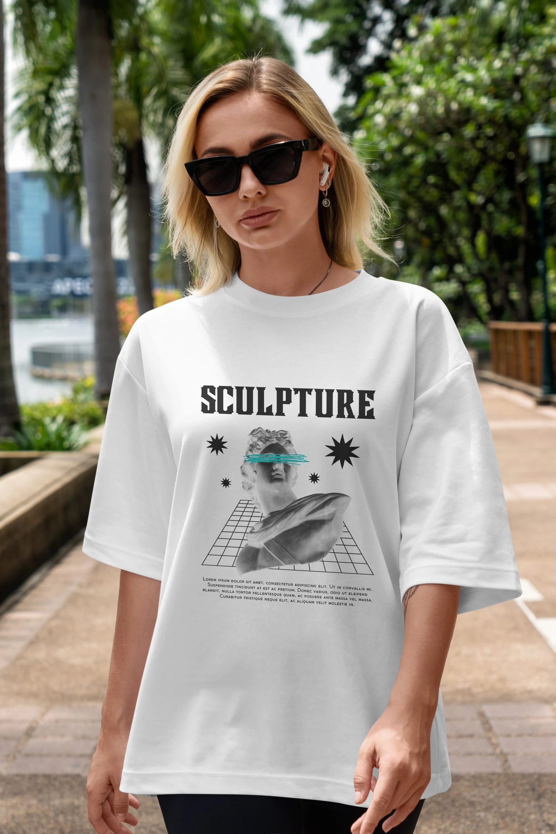 Sculpture Yazılı Ön Baskılı Oversize t-shirt Erkek Kadın Unisex