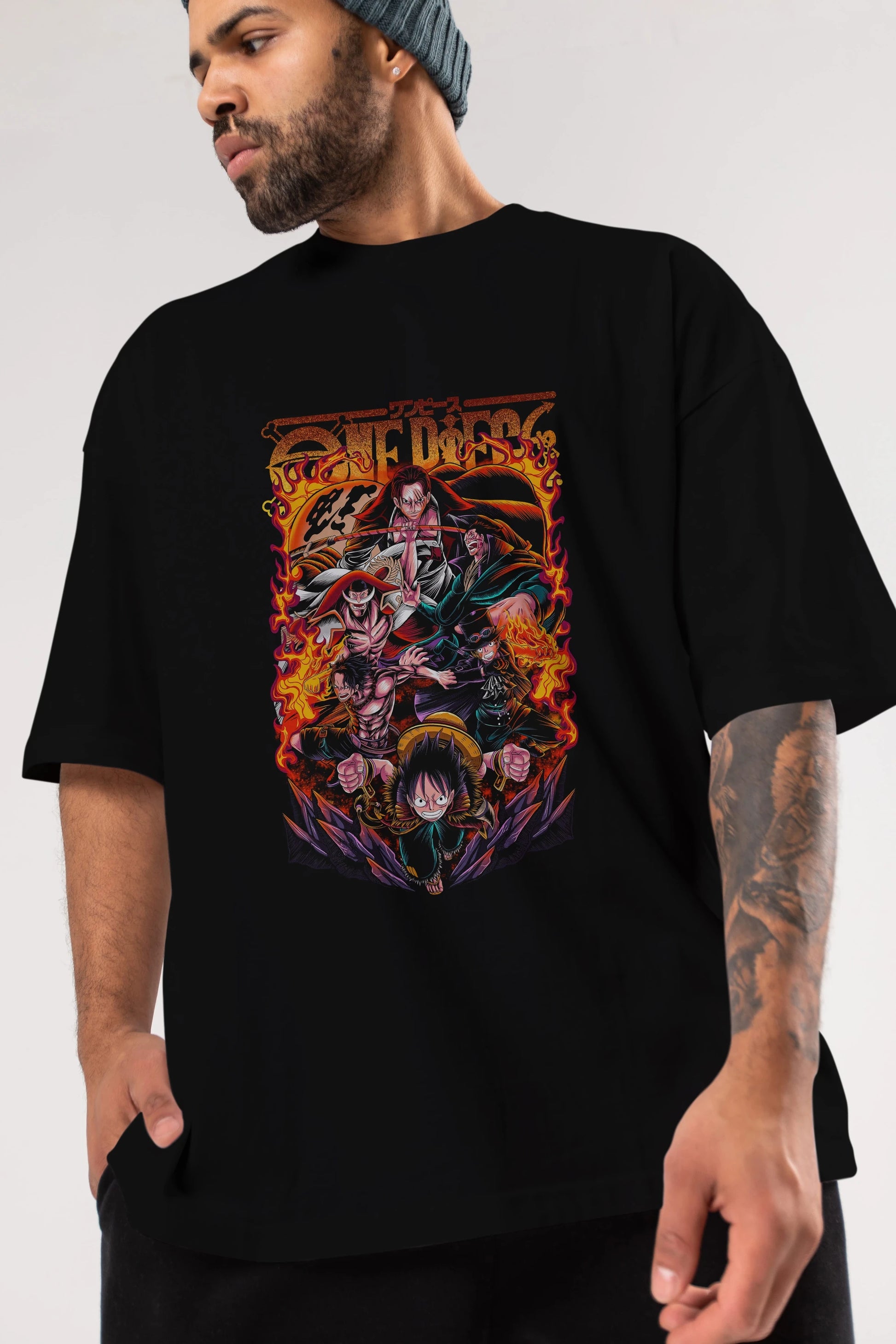 ONE PIECE (3) Anime Ön Baskılı Oversize t-shirt %100 pamuk Erkek Kadın Unisex