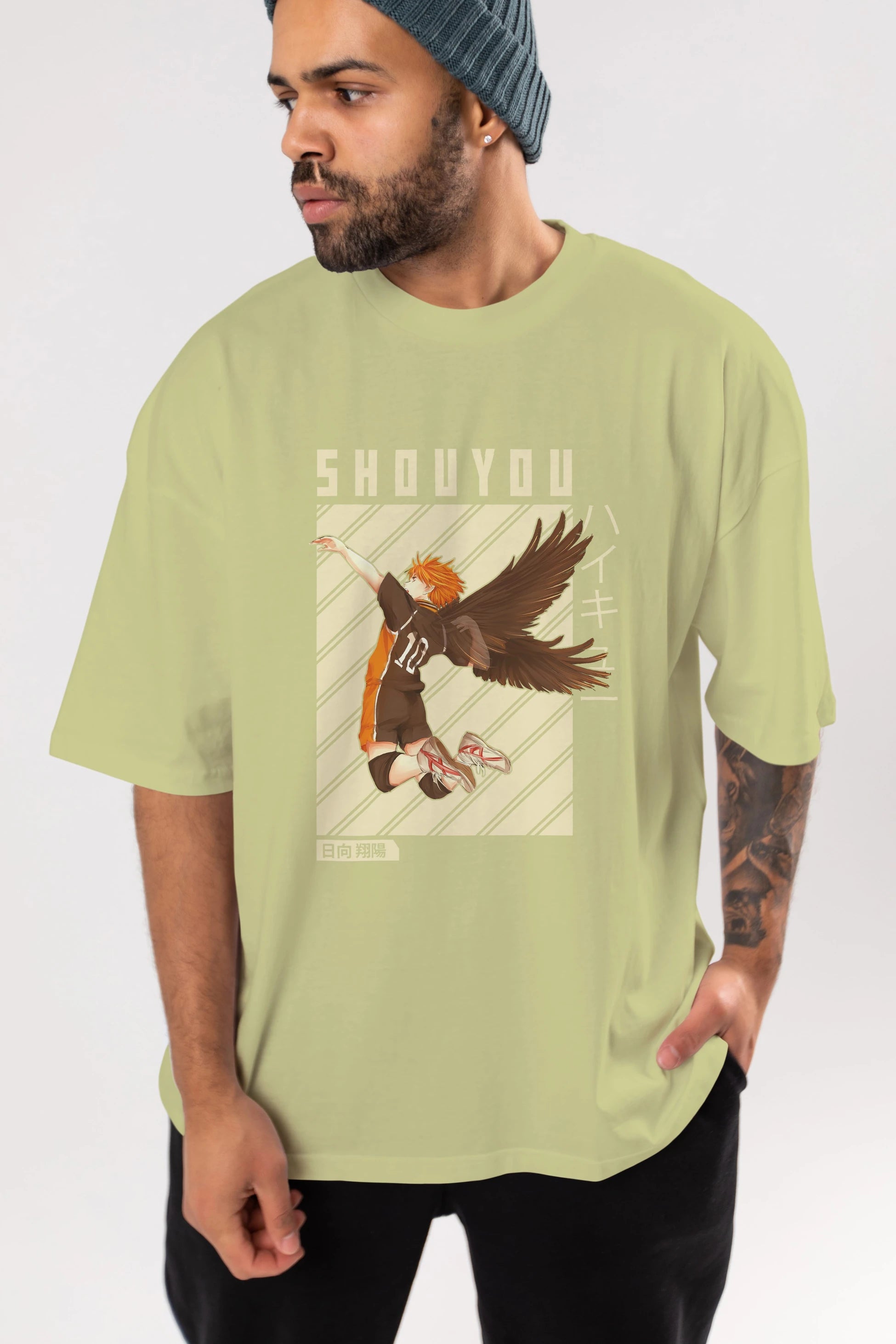 Shouyou Hinata 3 Anime Ön Baskılı Oversize t-shirt %100 pamuk Erkek Kadın Unisex