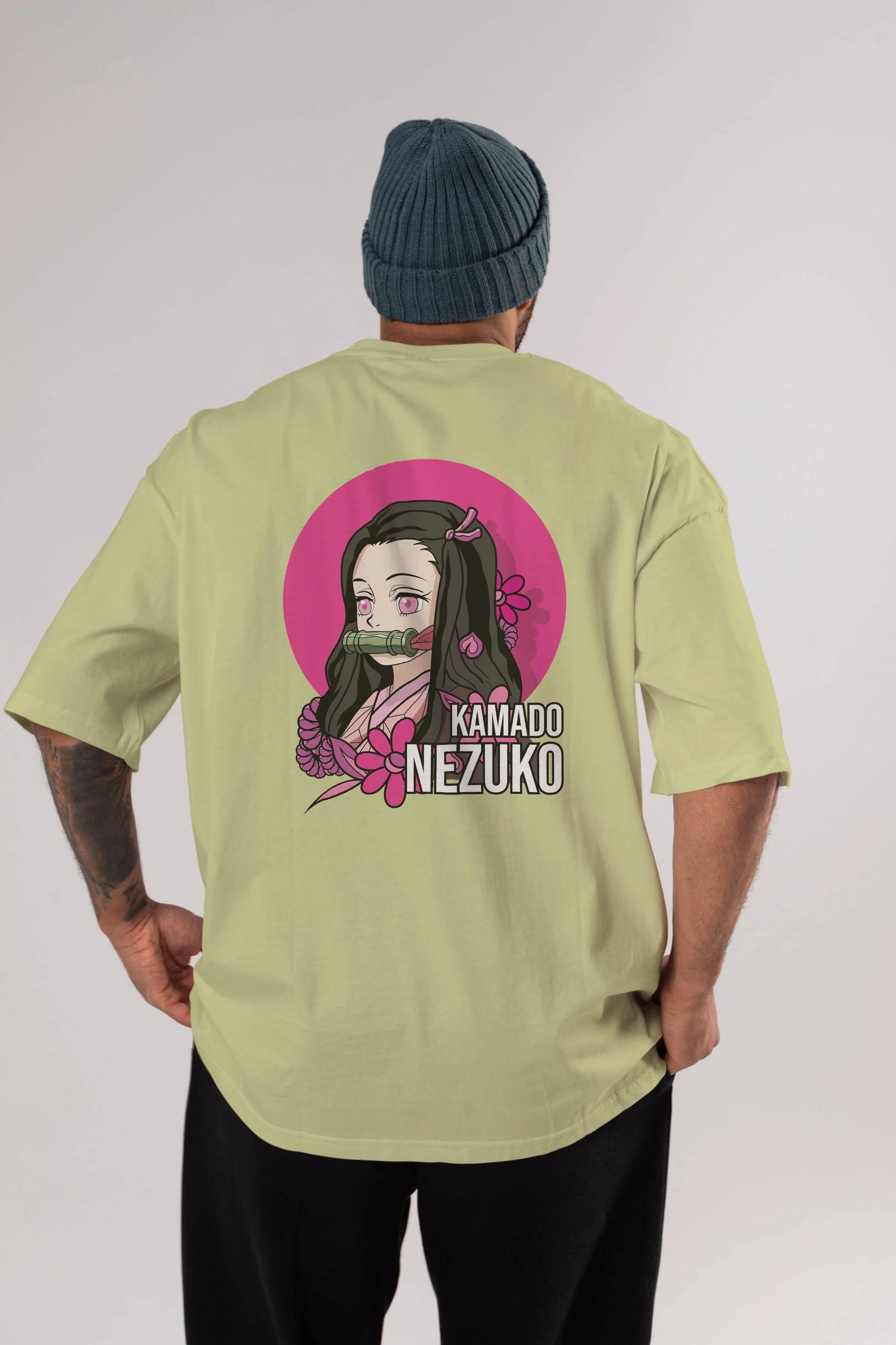 Nezuko Kamado 2 Anime Arka Baskılı Oversize t-shirt Erkek Kadın Unisex