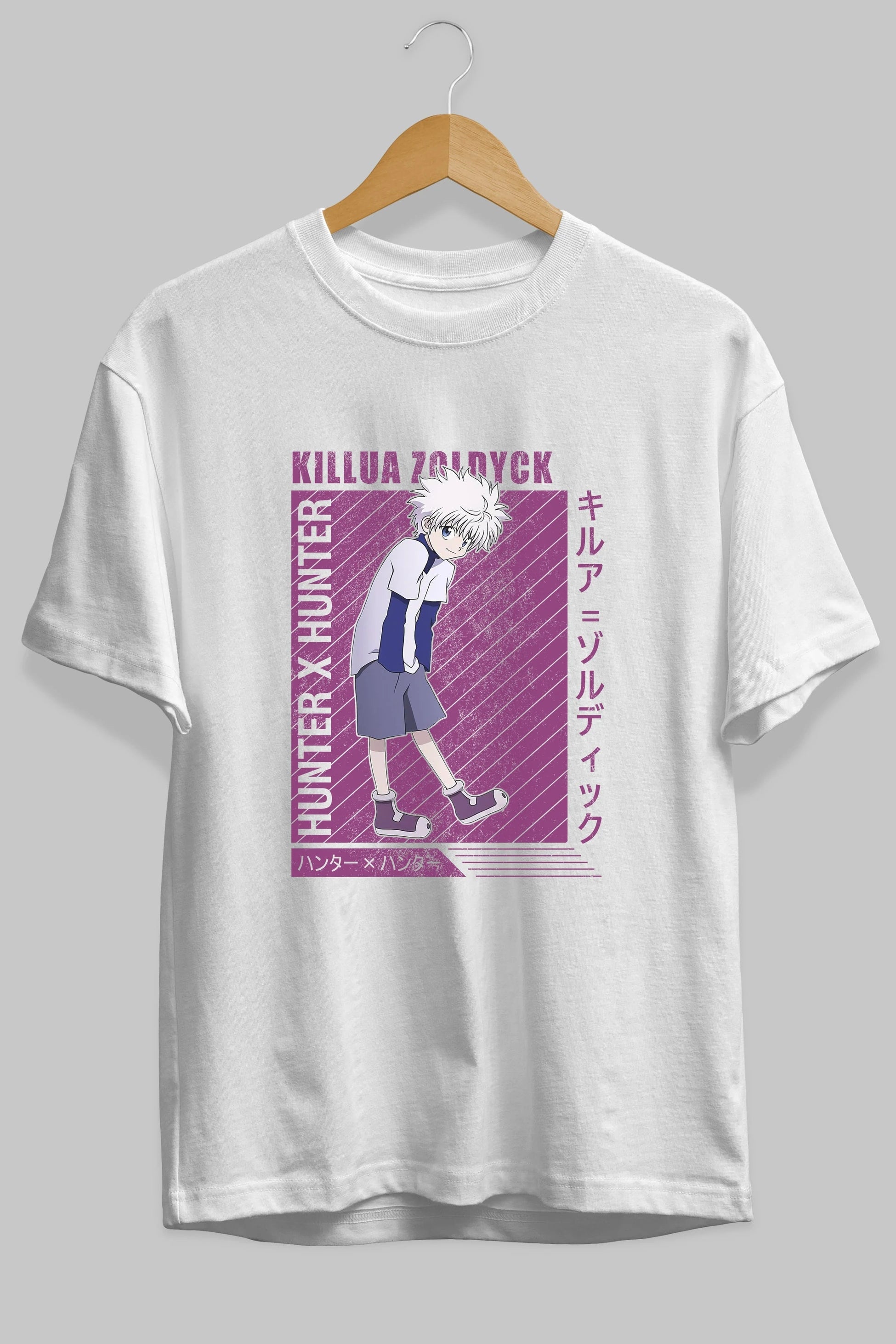 Killua Zoldyck 3 1 Anime Ön Baskılı Oversize t-shirt %100 pamuk Erkek Kadın Unisex