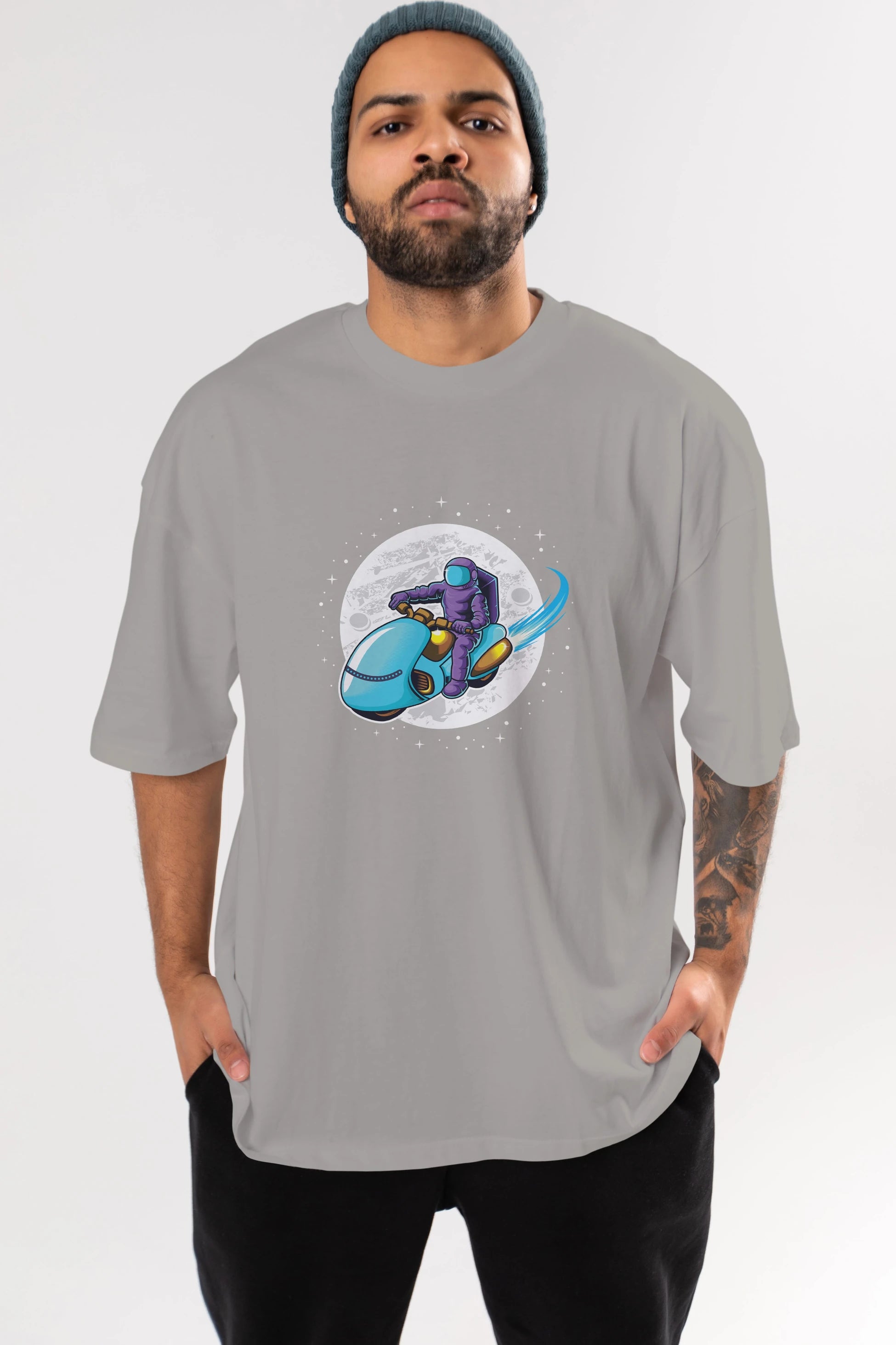 Astrorider in Space Ön Baskılı Oversize t-shirt Erkek Kadın Unisex