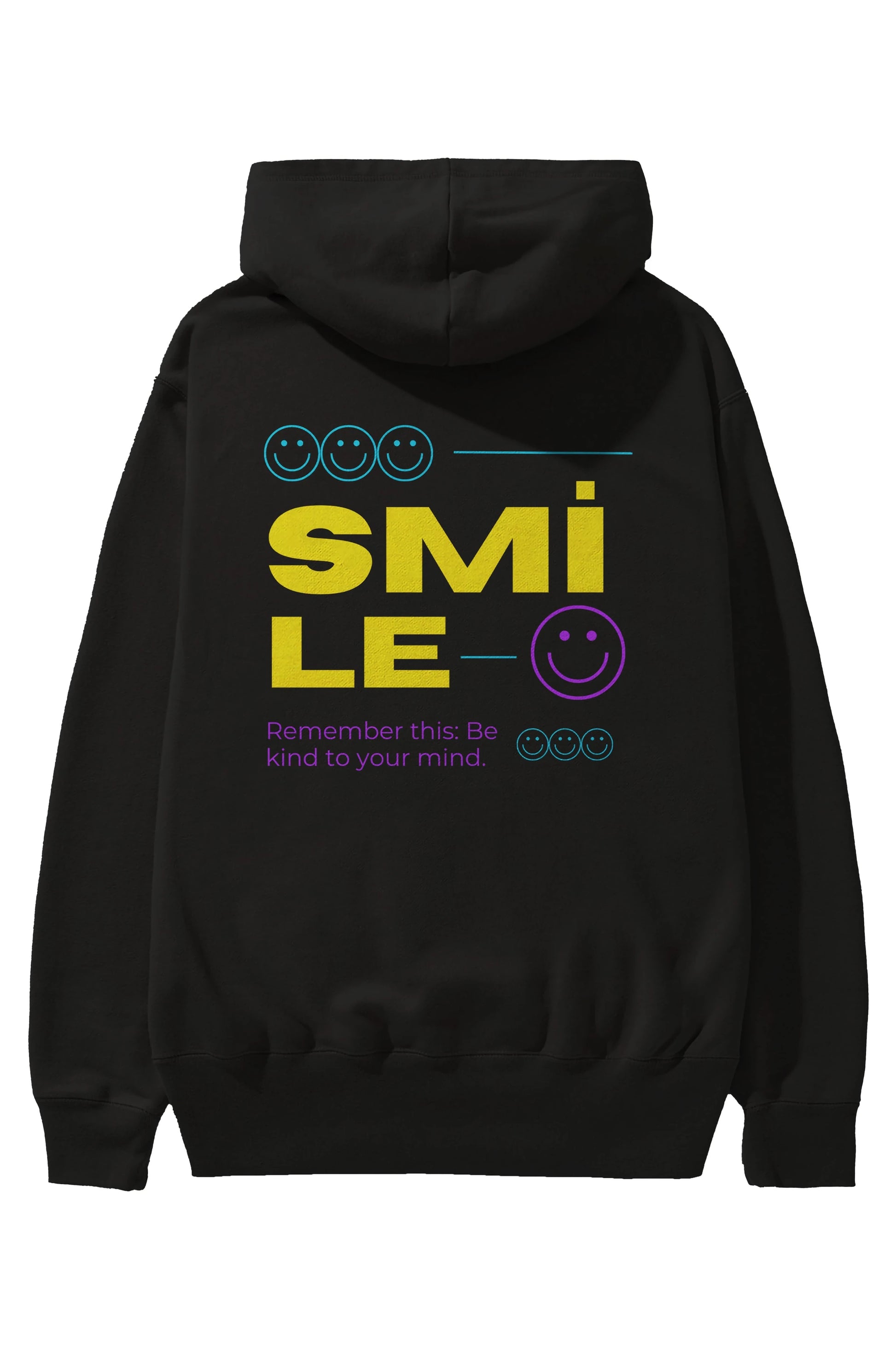 Smile Yazılı 2 Arka Baskılı Oversize Hoodie Kapüşonlu Sweatshirt Erkek Kadın Unisex