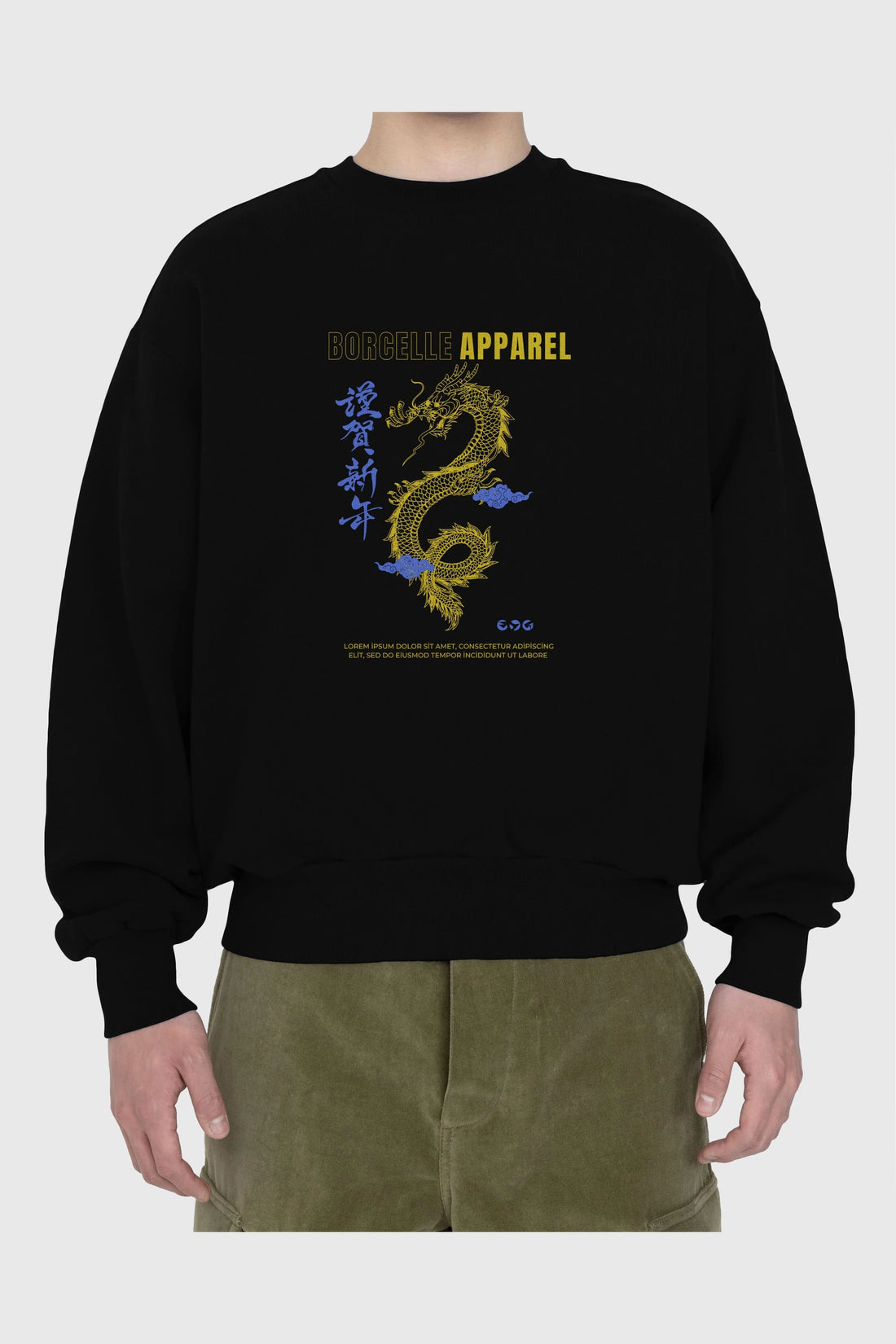 Borcelle Apparel Yazılı Ön Baskılı Oversize Sweatshirt Erkek Kadın Unisex
