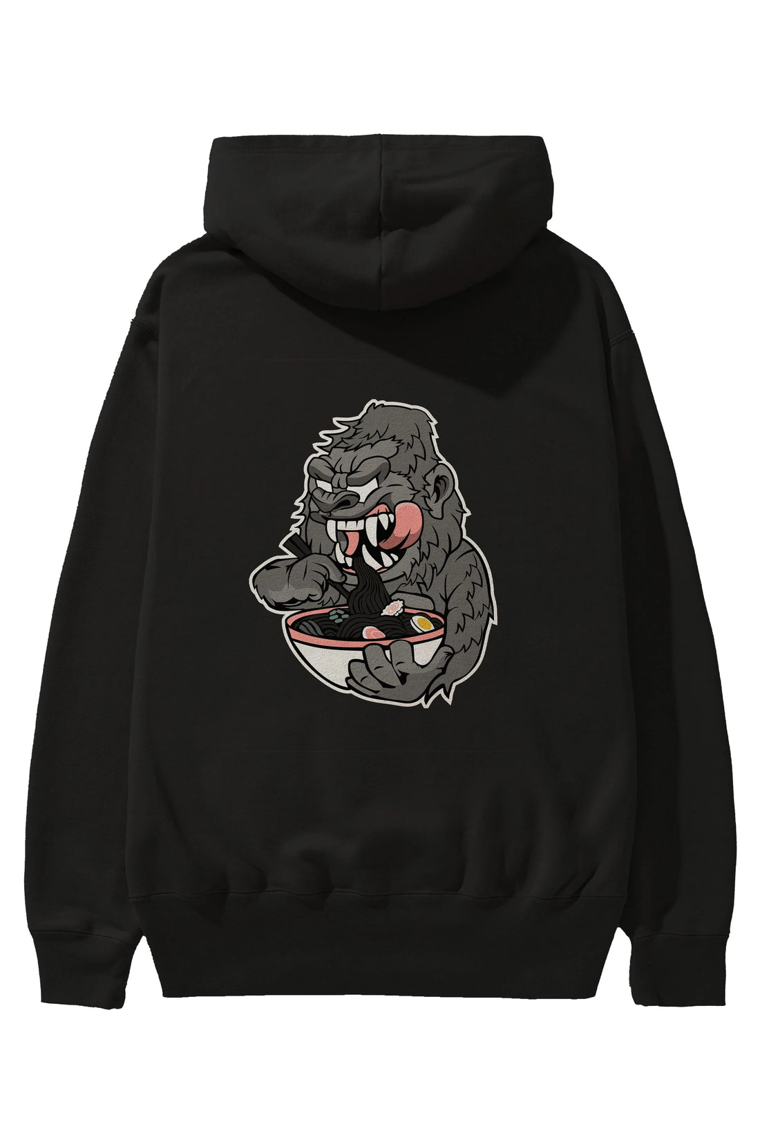 Big Gorilla Ramen Arka Baskılı Hoodie Oversize Kapüşonlu Sweatshirt Erkek Kadın Unisex