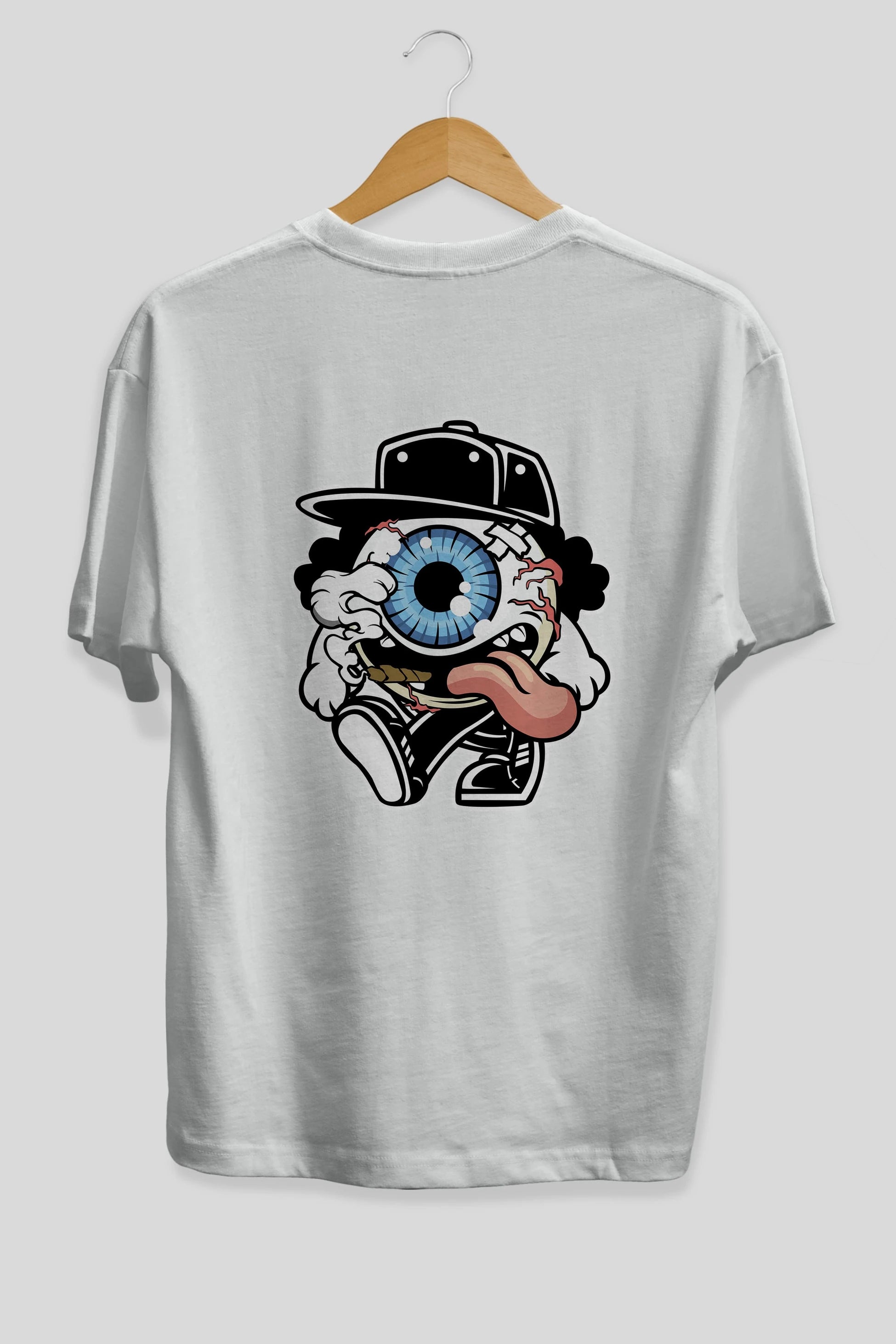 Eyeball Arka Baskılı Oversize t-shirt Erkek Kadın Unisex %100 Pamuk tişort