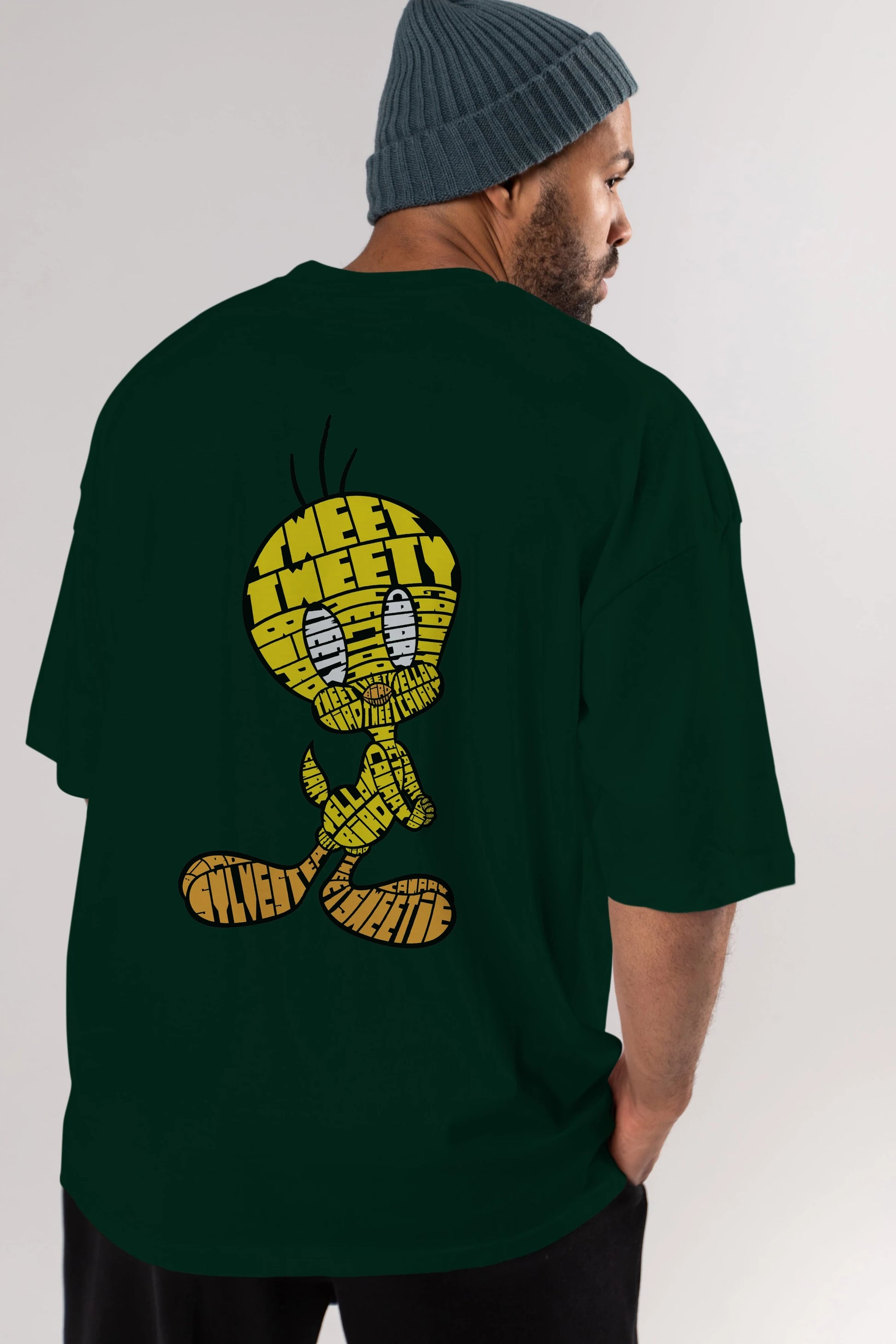 Tweety Arka Baskılı Oversize t-shirt %100 pamuk Erkek Kadın Unisex