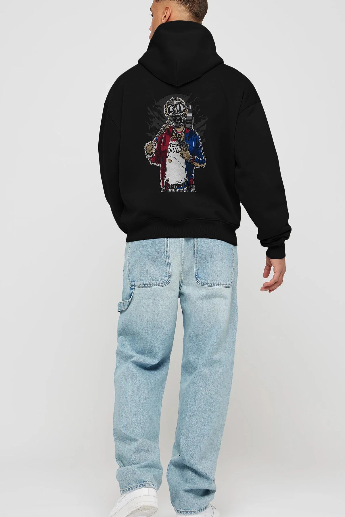 Suicide Gasmask Arka Baskılı Hoodie Oversize Kapüşonlu Sweatshirt Erkek Kadın Unisex
