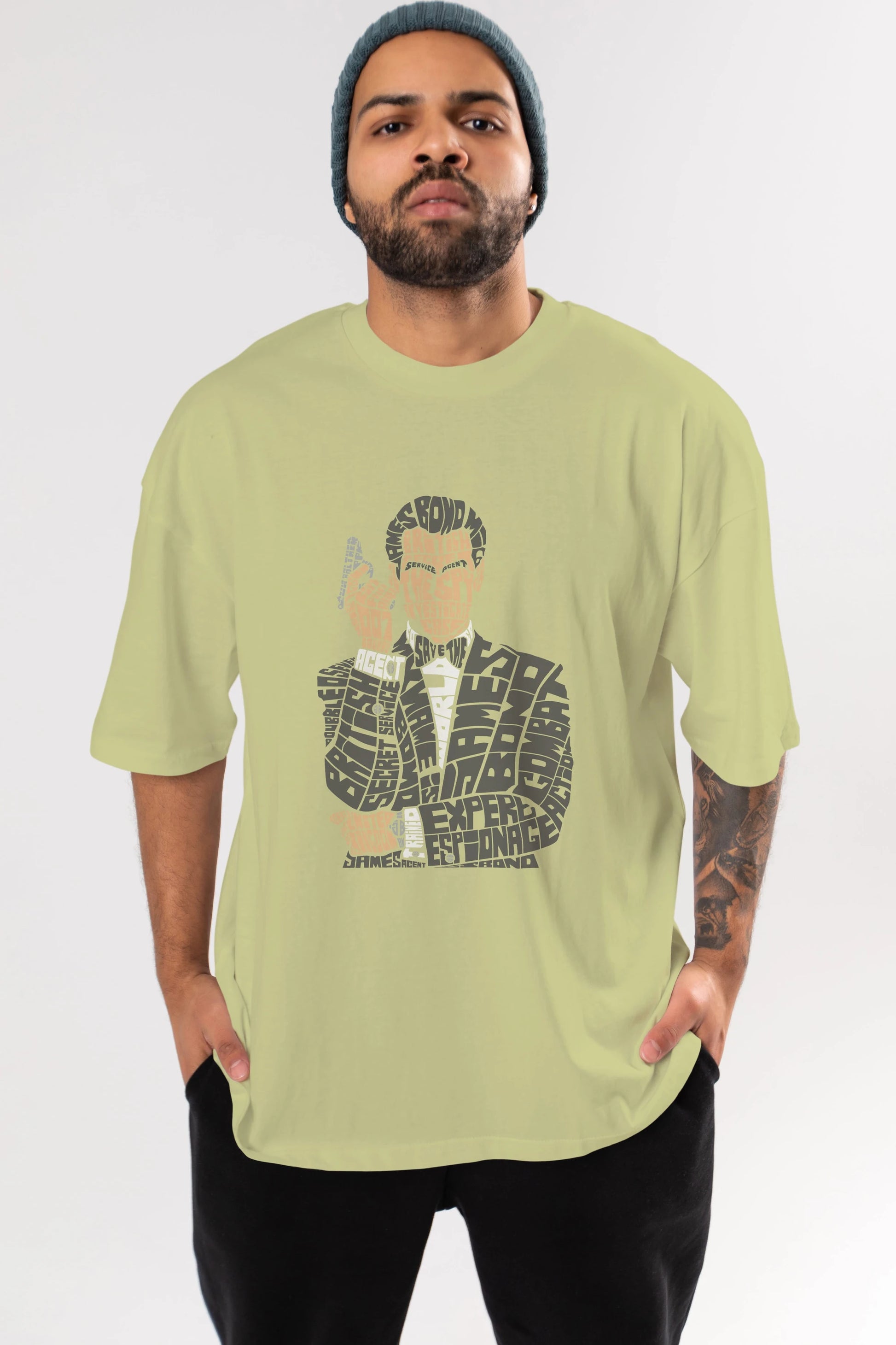 James Bond Ön Baskılı Oversize t-shirt %100 pamuk Erkek Kadın Unisex