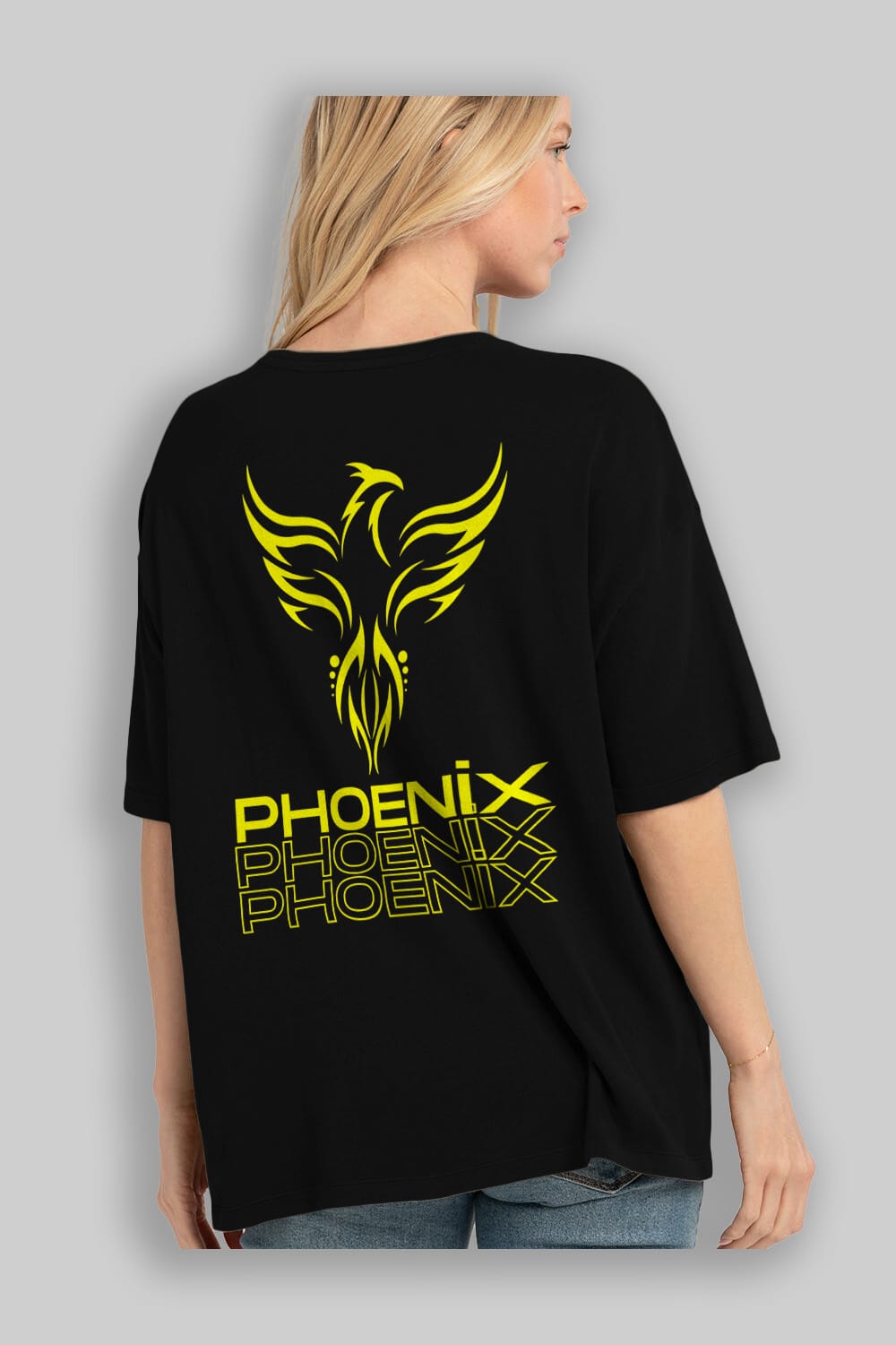 Phoenix Yazılı Arka Baskılı Oversize t-shirt Erkek Kadın Unisex