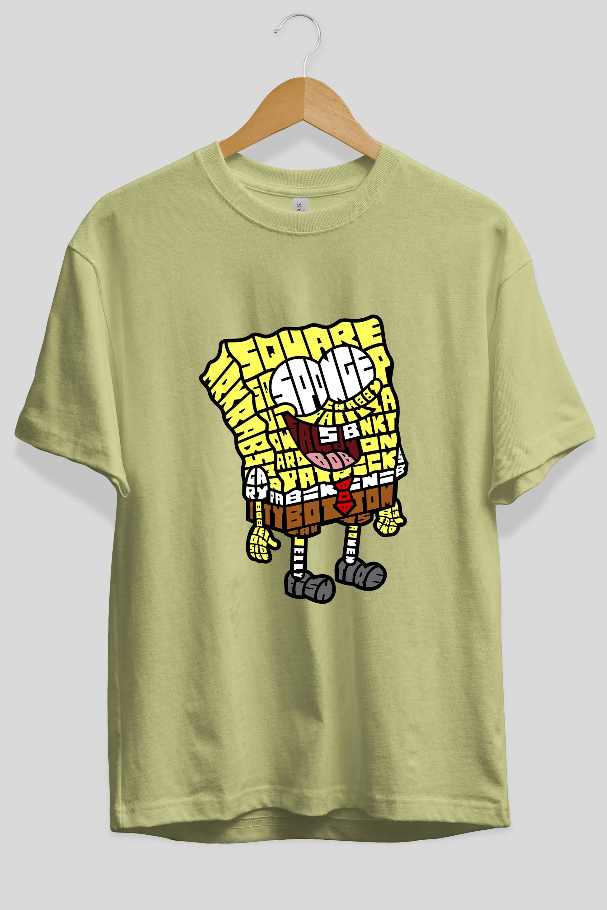 Yellow Sponge Ön Baskılı Oversize t-shirt %100 pamuk Erkek Kadın Unisex