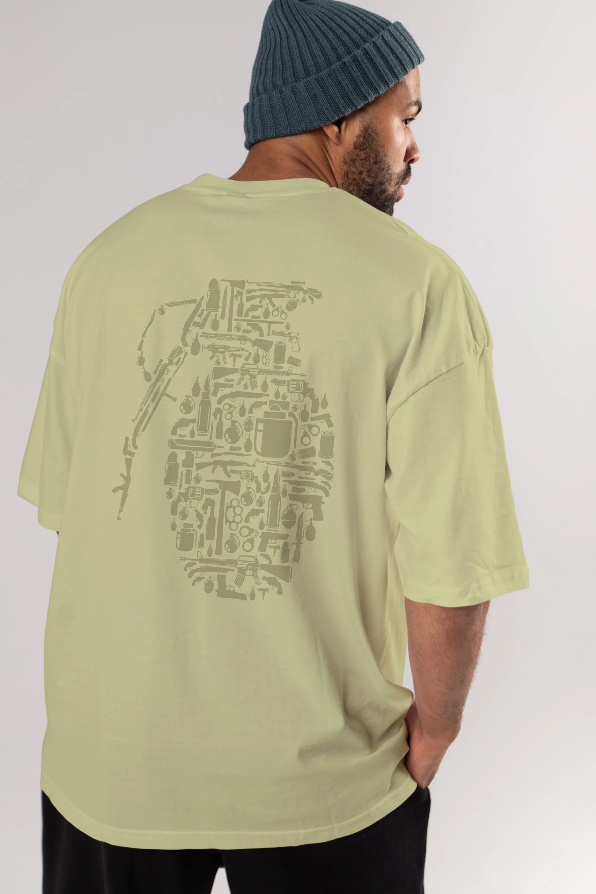 Grenade Arka Baskılı Oversize t-shirt %100 pamuk Erkek Kadın Unisex