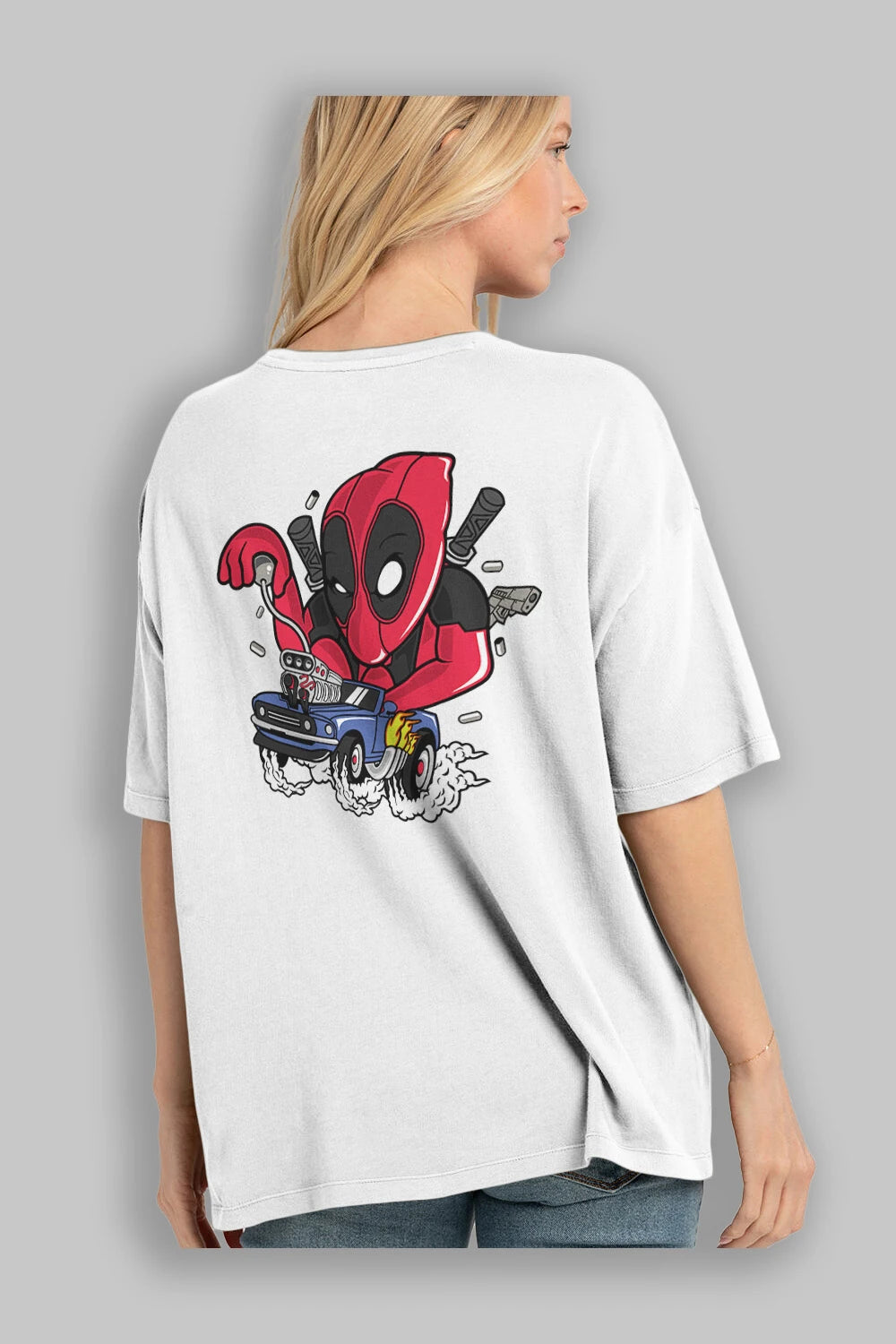 Deadpool (21) Arka Baskılı Oversize t-shirt Erkek Kadın Unisex %100 Pamuk Bisiklet Yaka tişort