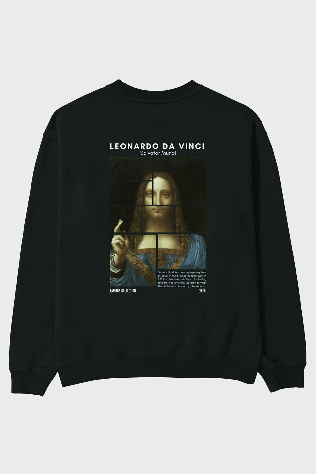 Salvador Mundi Arka Baskılı Oversize Sweatshirt Erkek Kadın Unisex