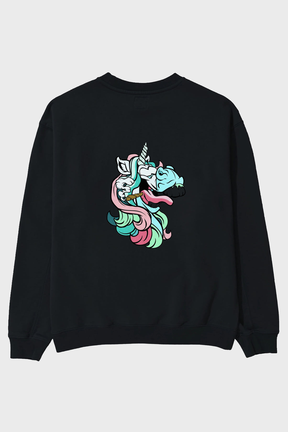 Crazy Unicorn Arka Baskılı Oversize Sweatshirt Erkek Kadın Unisex