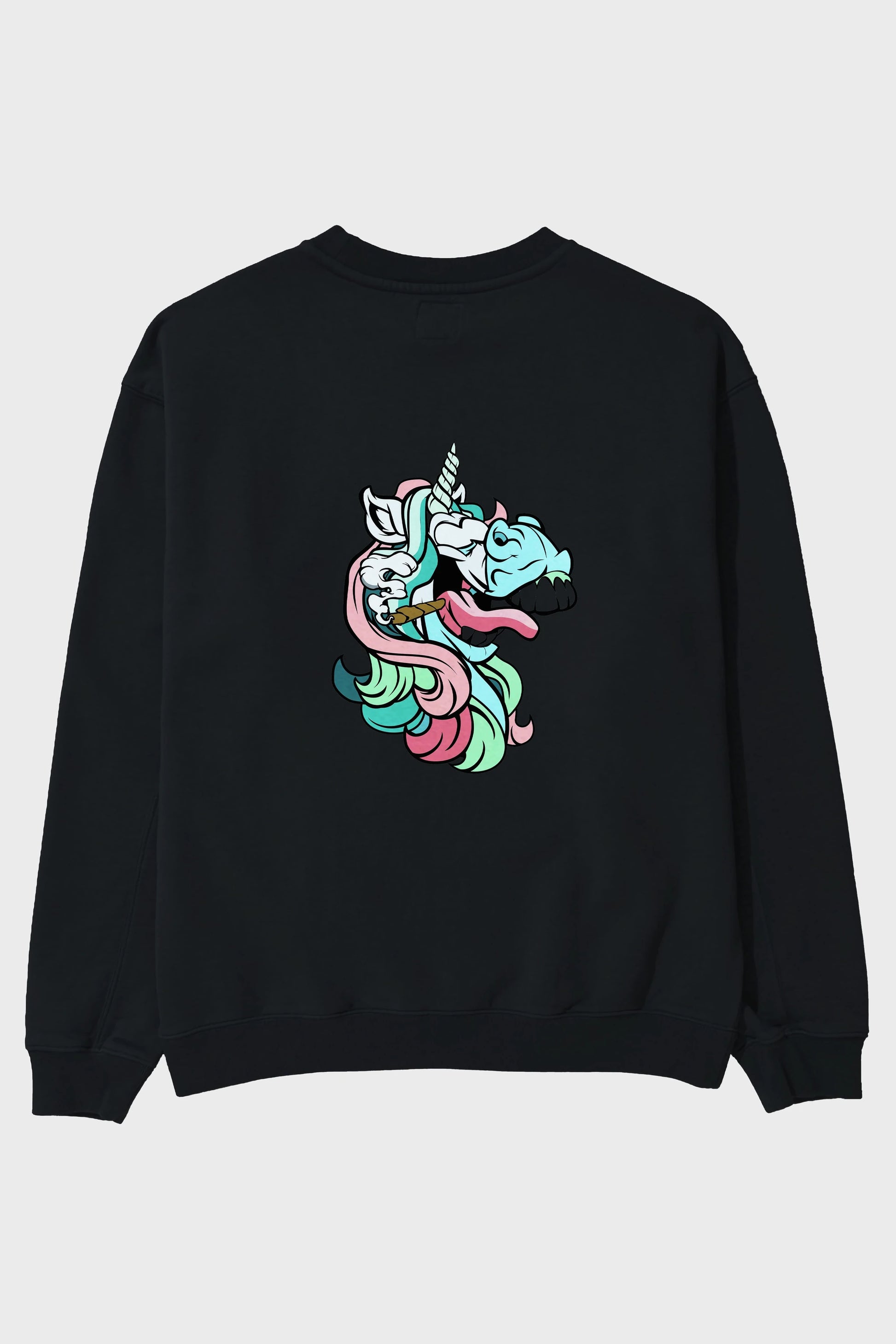 Crazy Unicorn Arka Baskılı Oversize Sweatshirt Erkek Kadın Unisex