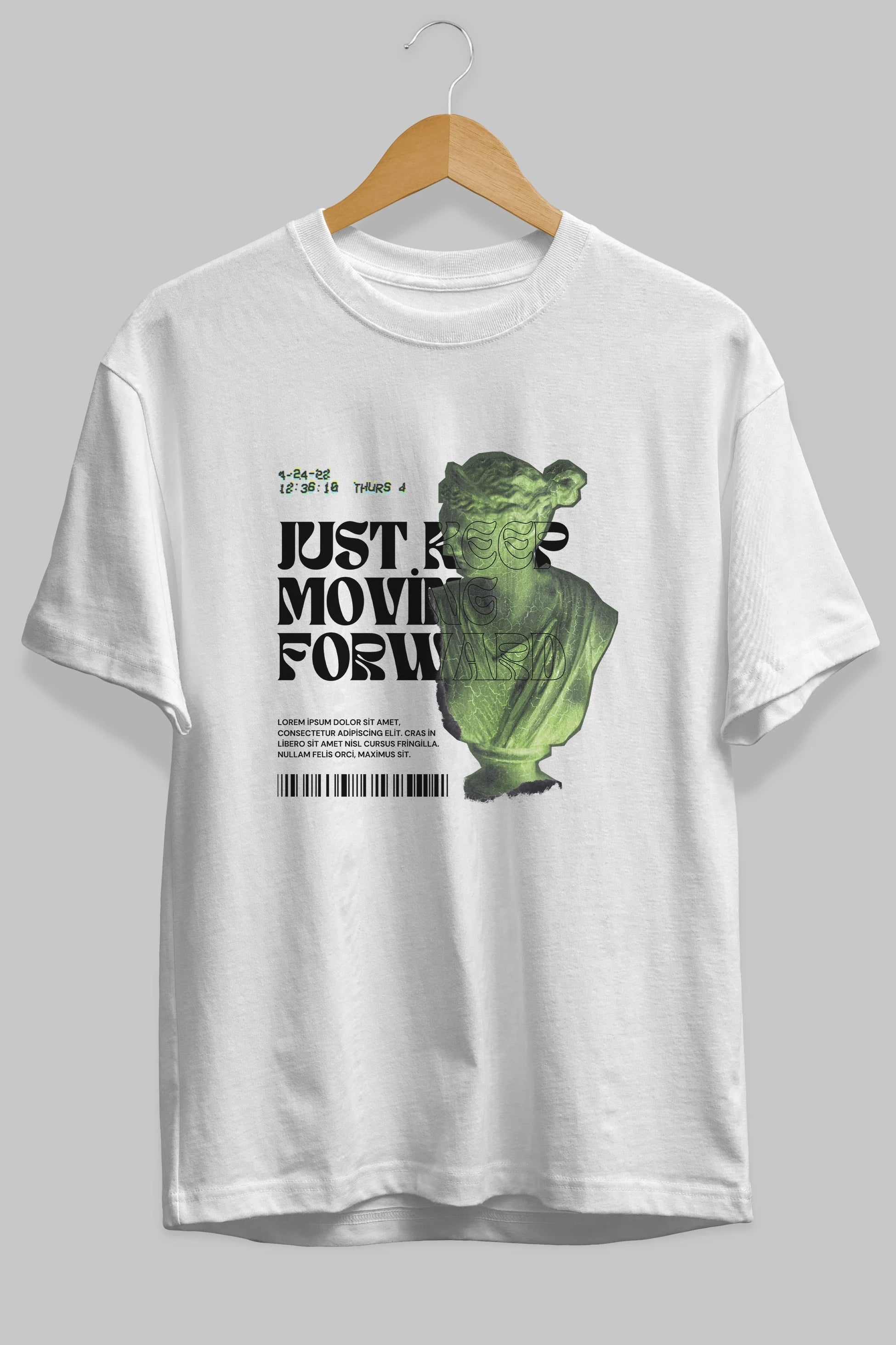 Just Keep Moving Forward Yazılı Ön Baskılı Oversize t-shirt Erkek Kadın Unisex