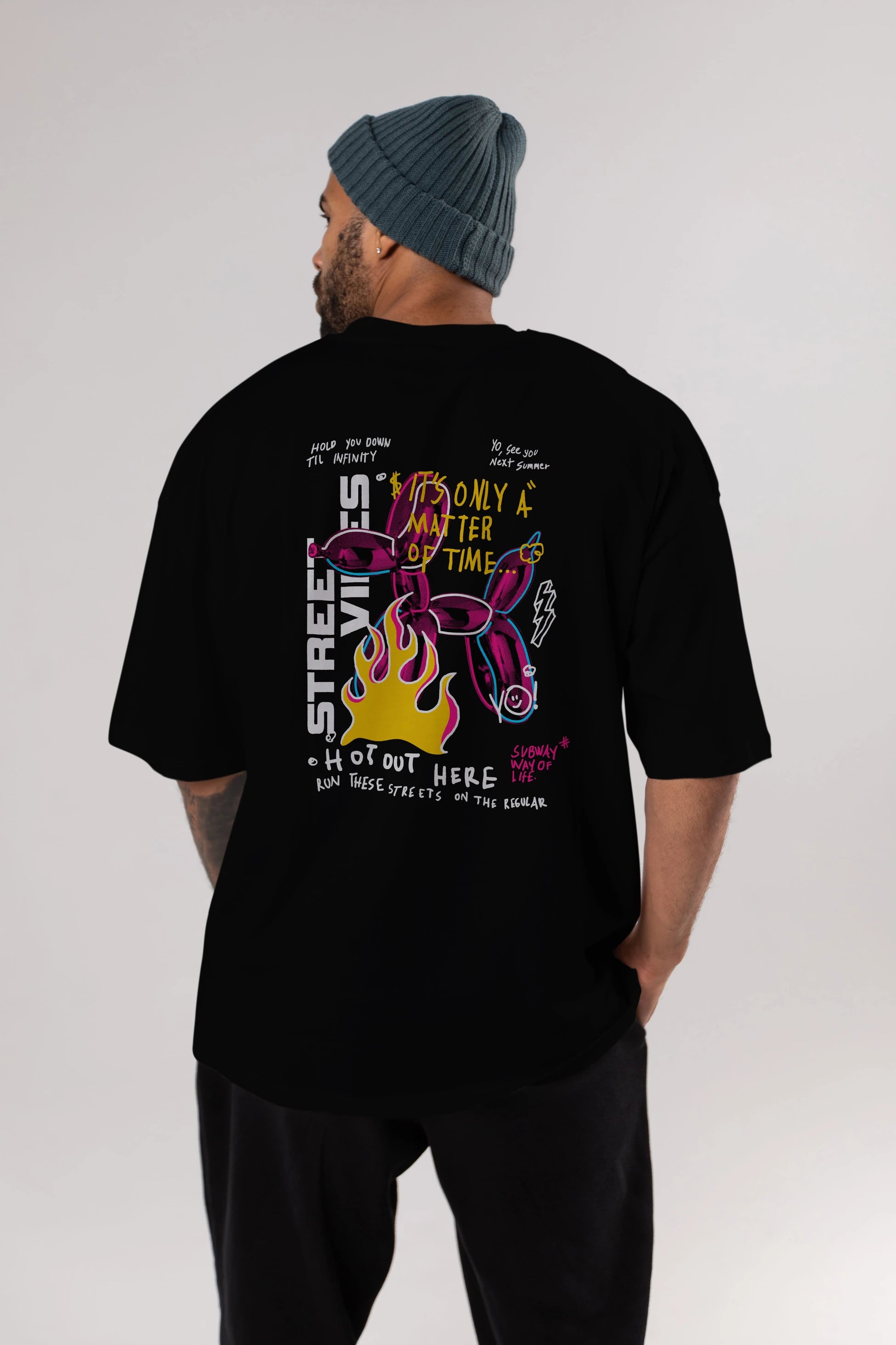 Street Vibes Arka Baskılı Oversize t-shirt Erkek Kadın Unisex