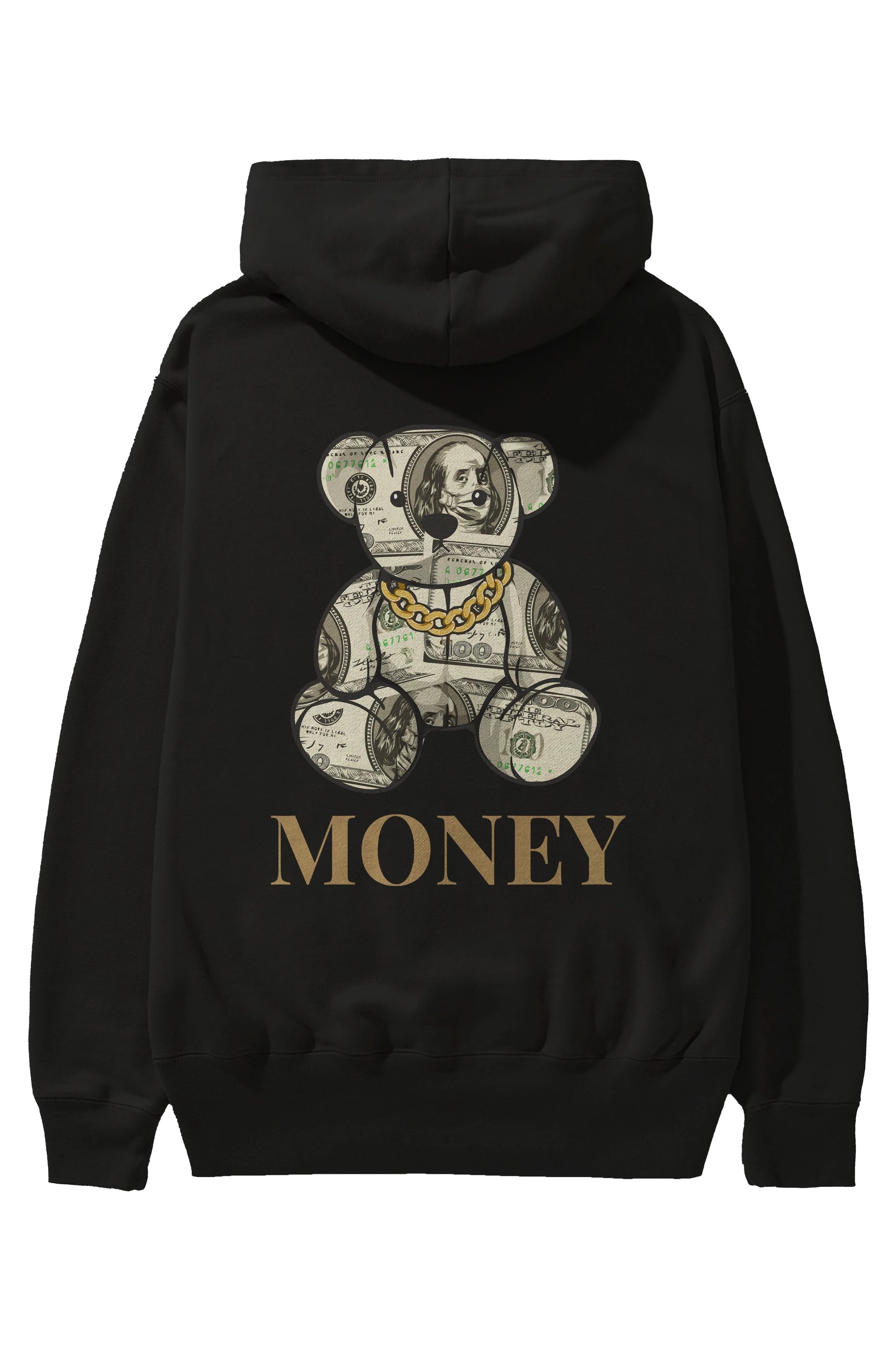 Teddy Bear Money Arka Baskılı Hoodie Oversize Kapüşonlu Sweatshirt Erkek Kadın Unisex