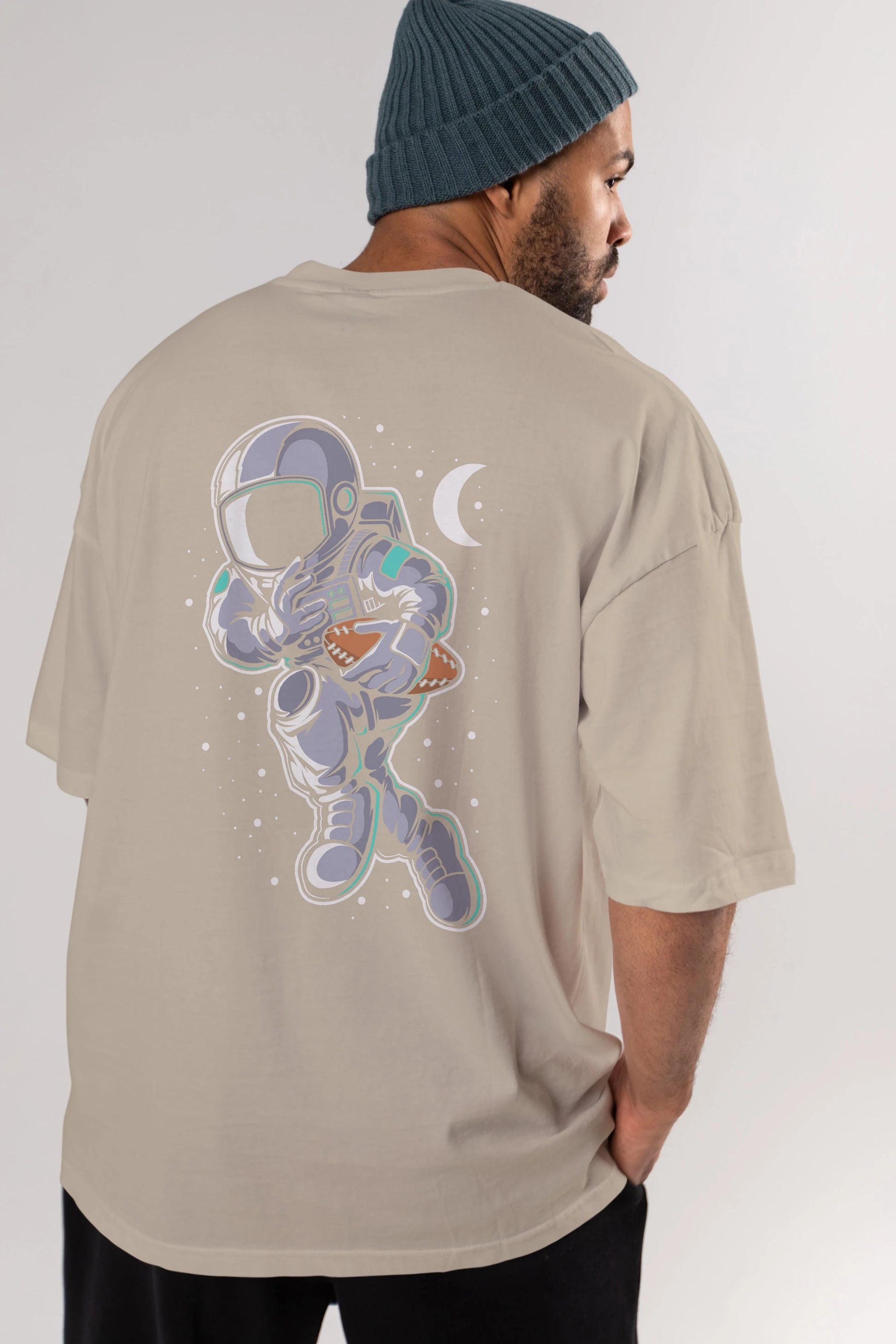 Astronaut Rugby Arka Baskılı Oversize t-shirt Erkek Kadın Unisex