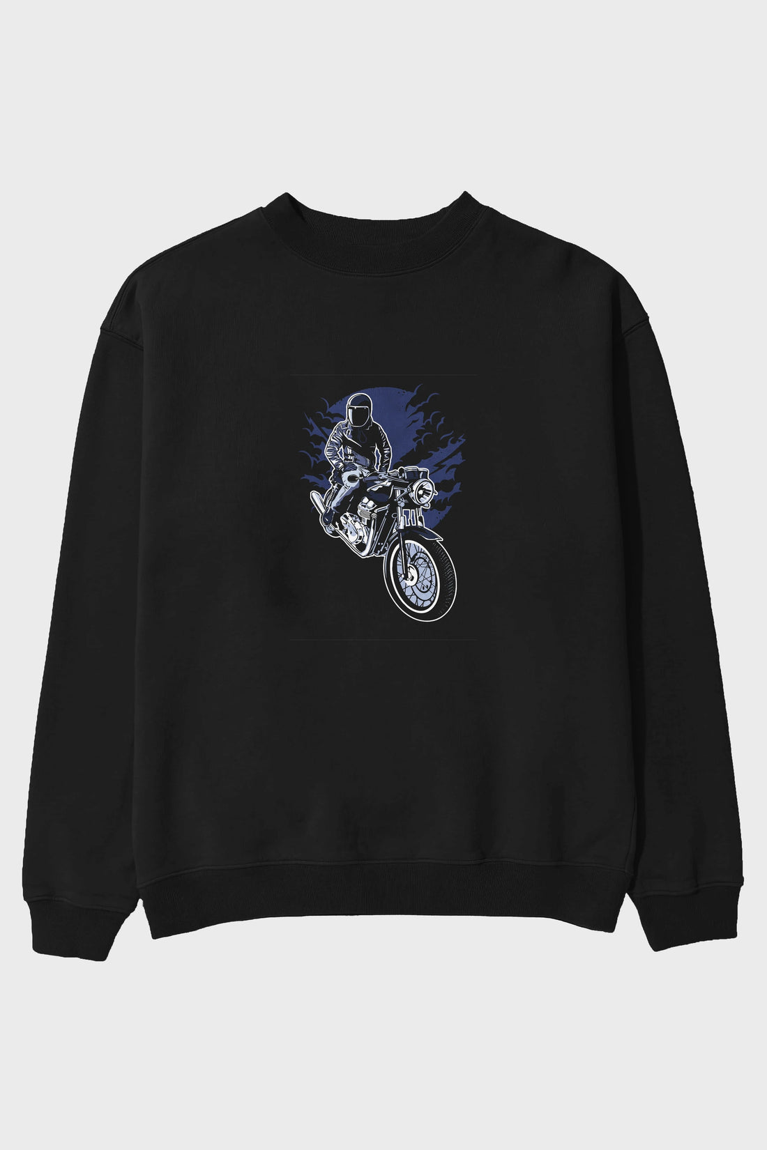 Night Rider Ön Baskılı Oversize Sweatshirt Erkek Kadın Unisex