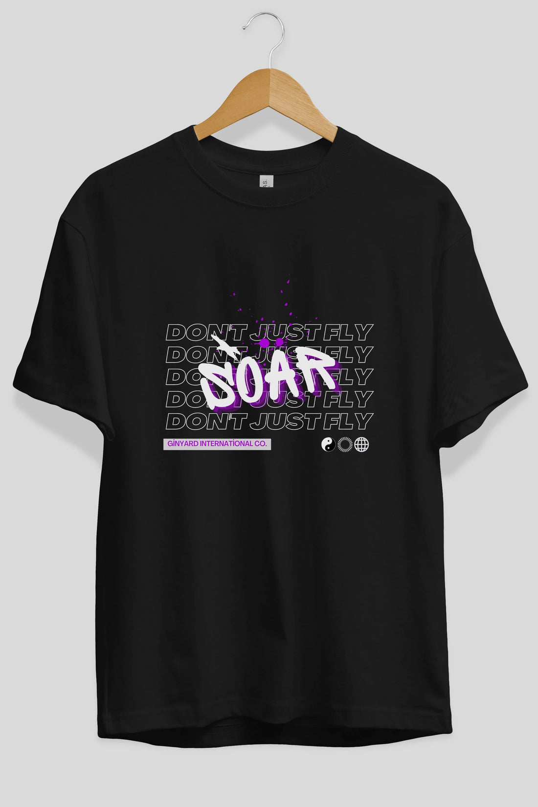 Soar Dont Just Fly Yazılı Ön Baskılı Oversize t-shirt Erkek Kadın Unisex
