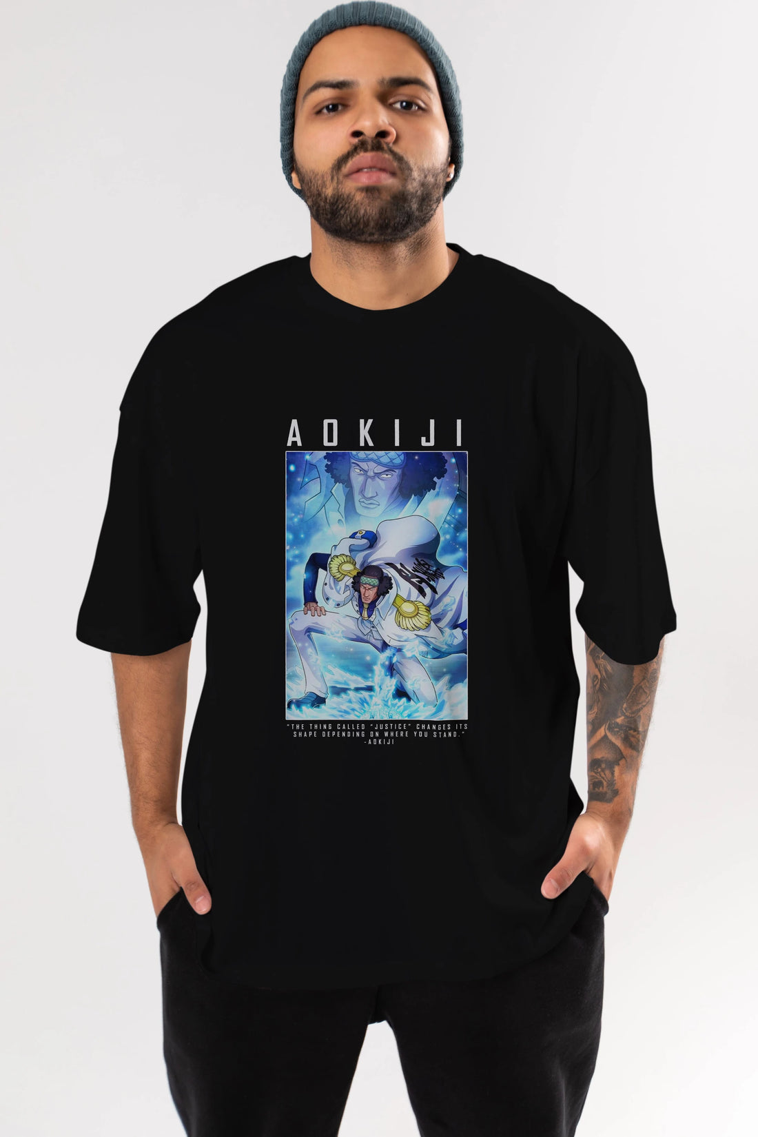 Kuzan Anime Ön Baskılı Oversize t-shirt Erkek Kadın Unisex
