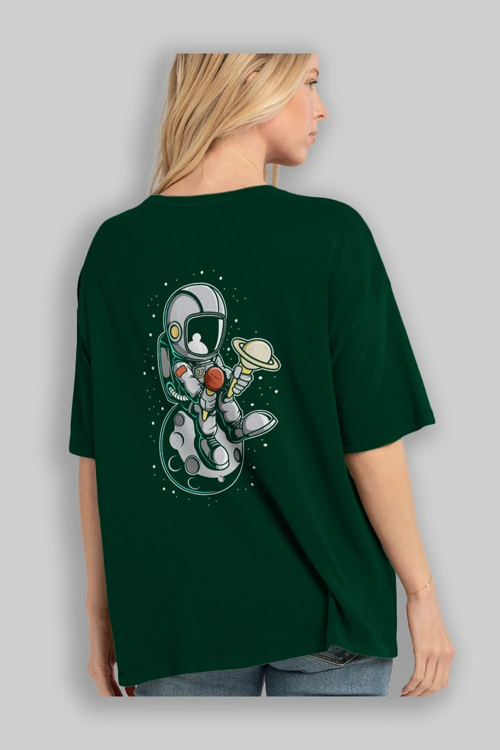 Astronaut Ice Cream (2) Arka Baskılı Oversize t-shirt Erkek Kadın Unisex