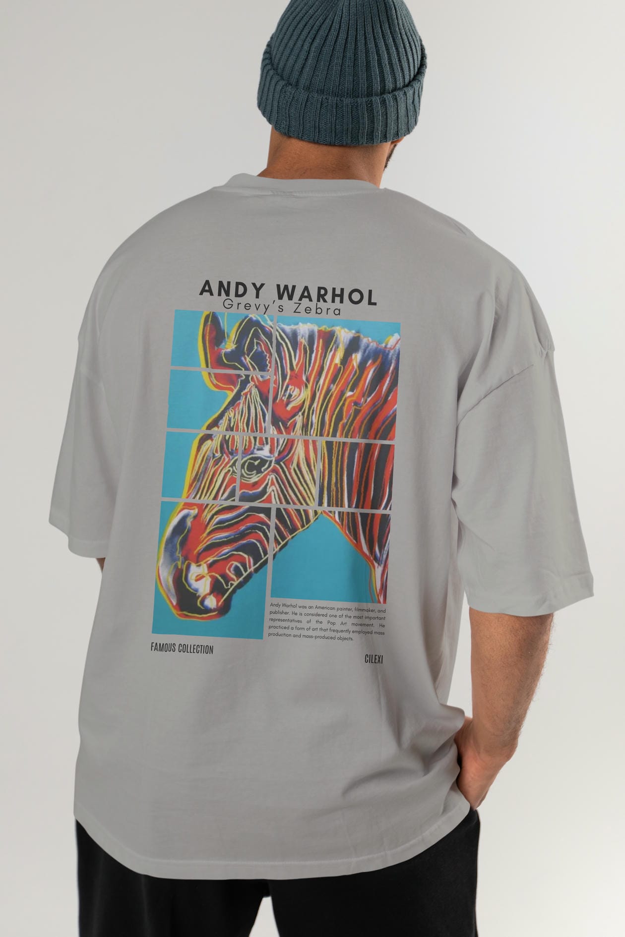 Andy Warhol Arka Baskılı Oversize t-shirt Erkek Kadın Bisiklet Yaka Pamuk tişort