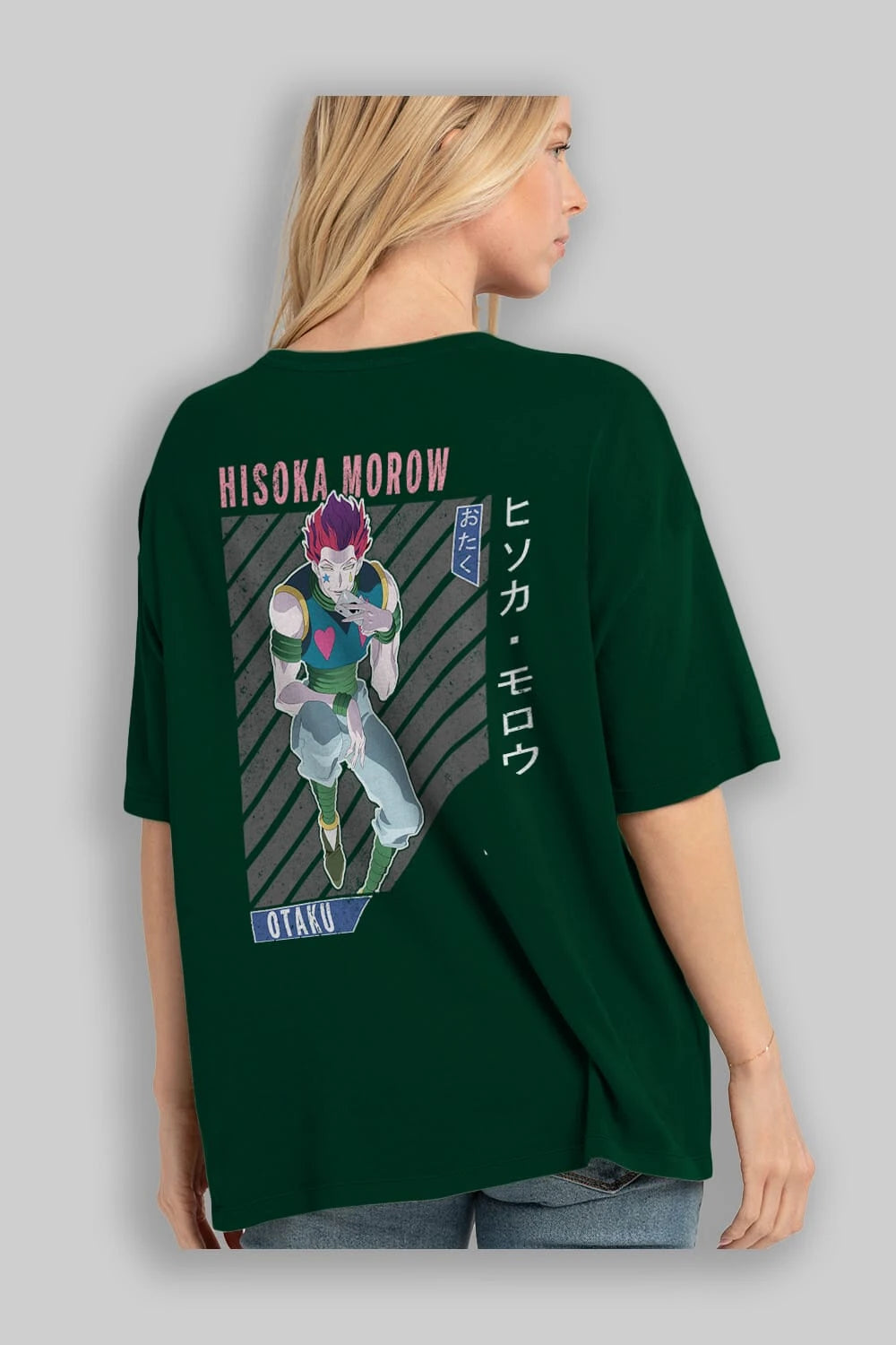 Hisoka Morow 2 2 Anime Arka Baskılı Oversize t-shirt Erkek Kadın Unisex