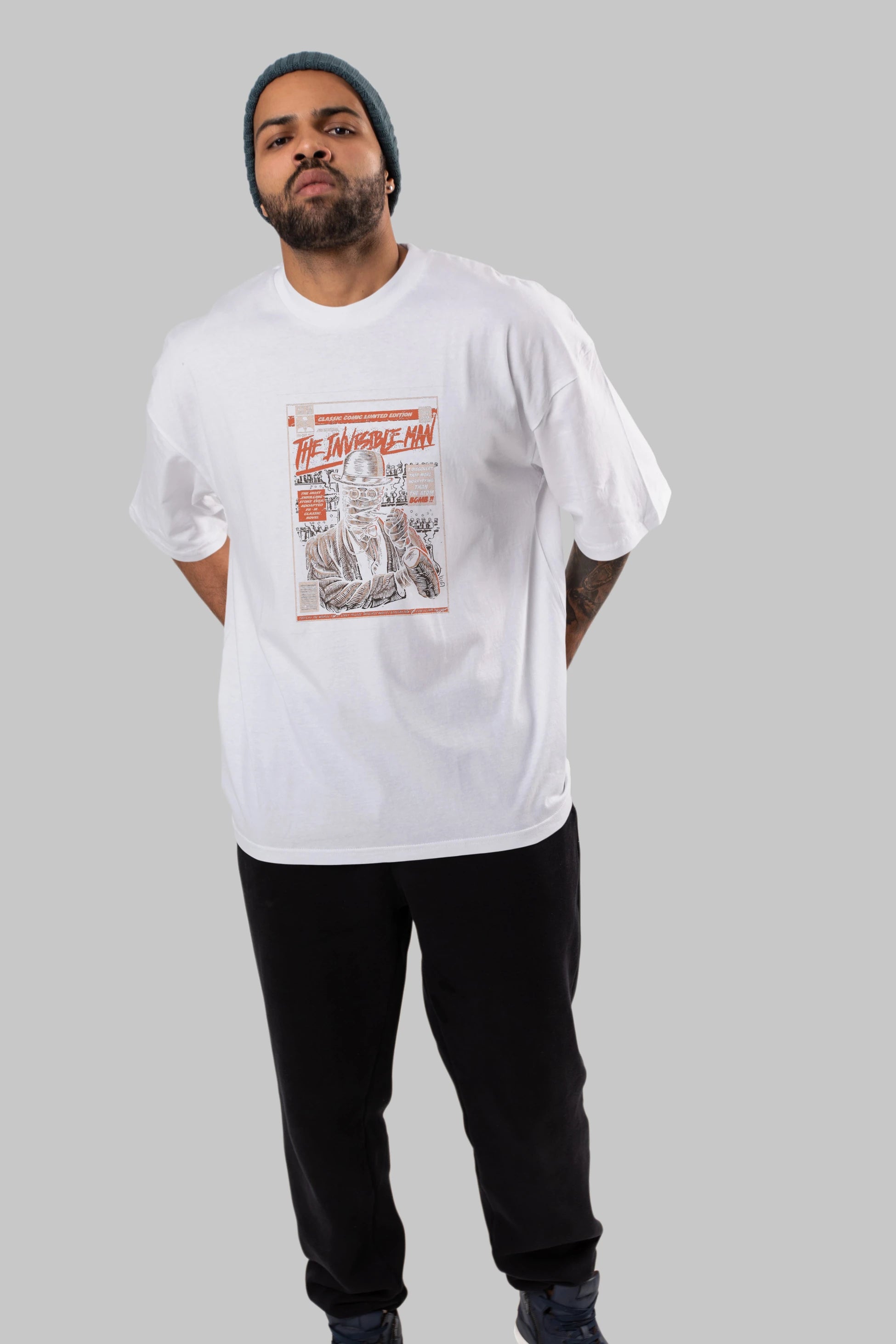 The Invisible Man Ön Baskılı Oversize t-shirt Erkek Kadın Unisex %100 Pamuk tişort