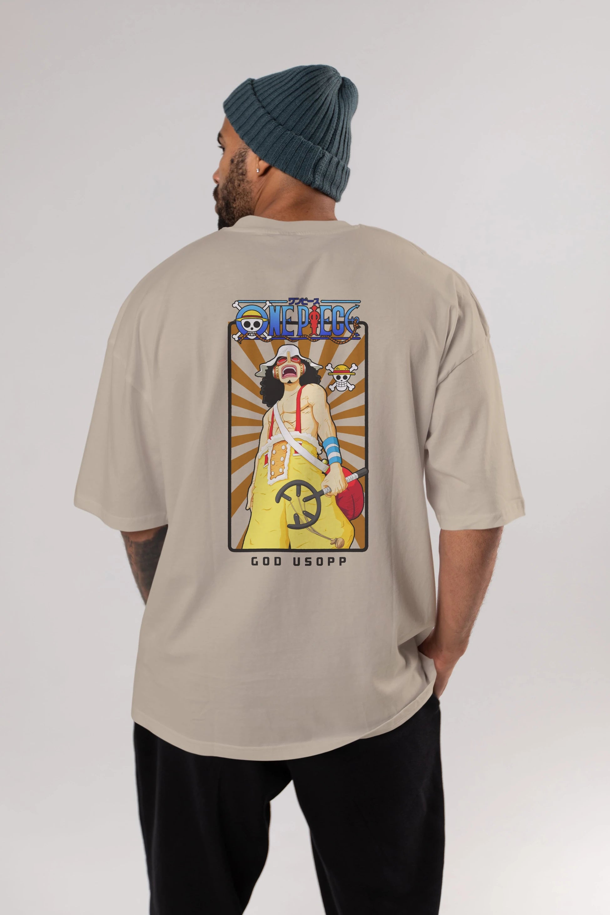 Usopp Anime Arka Baskılı Oversize t-shirt Erkek Kadın Unisex %100 pamuk tişort